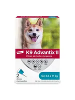 K9 ADVANTIX ll ADVANTIX II CHIEN 4.5KG-11KG PUCES/TIQUES/MOUSTIQUES 2PQT