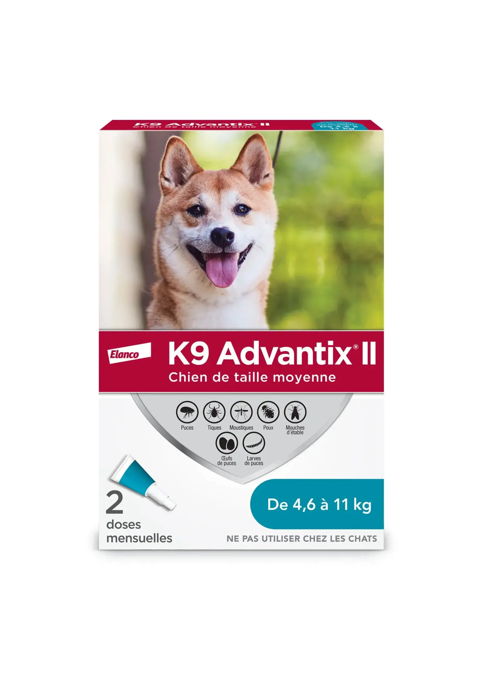 K9 ADVANTIX ll ADVANTIX II CHIEN 4.5KG-11KG PUCES/TIQUES/MOUSTIQUES 2PQT
