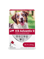 K9 ADVANTIX ll ADVANTIX II CHIEN 11KG-25KG PUCES/TIQUES/MOUSTIQUES 2PQT