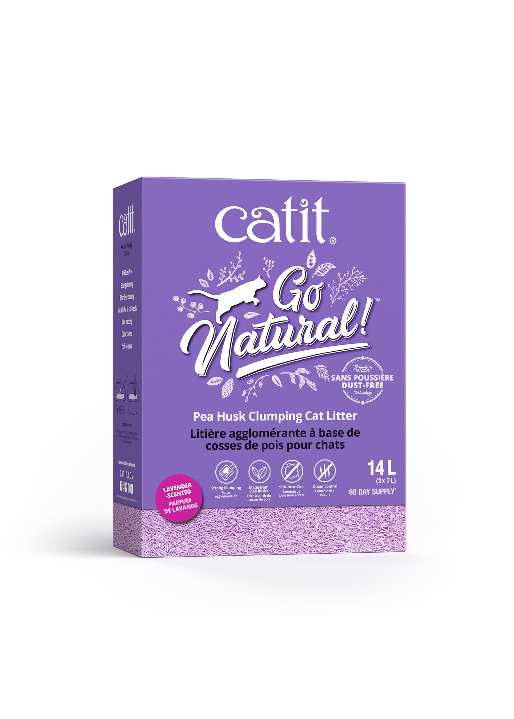 CATIT CATIT LITIERE AGGLOMERANTE COSSES POIS LAVANDE  5.6KG
