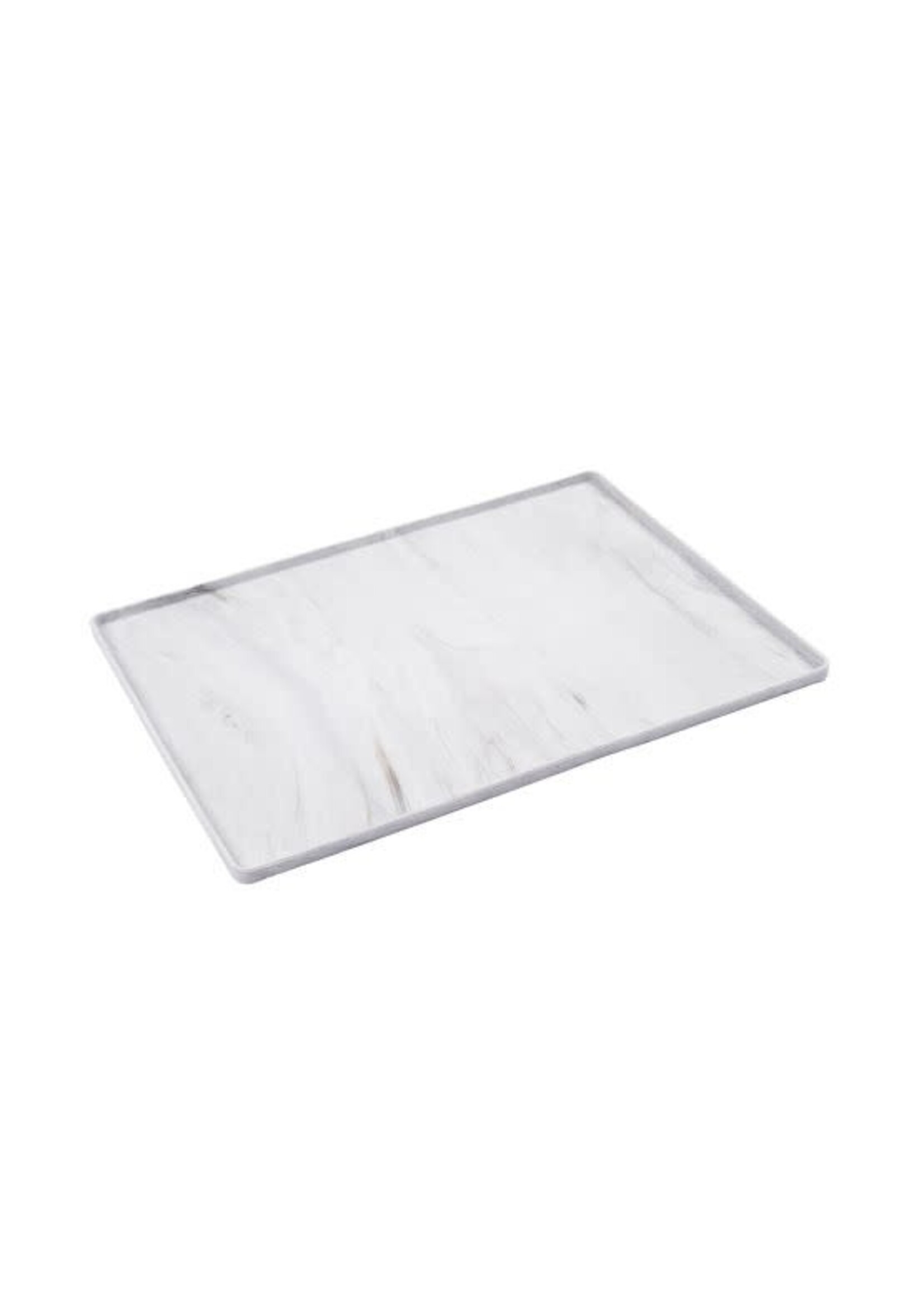 MESSY MUTTS TAPIS EN SILICONE AVEC REBORD ÉLEVER GRIS MARBRE 16 X 12''