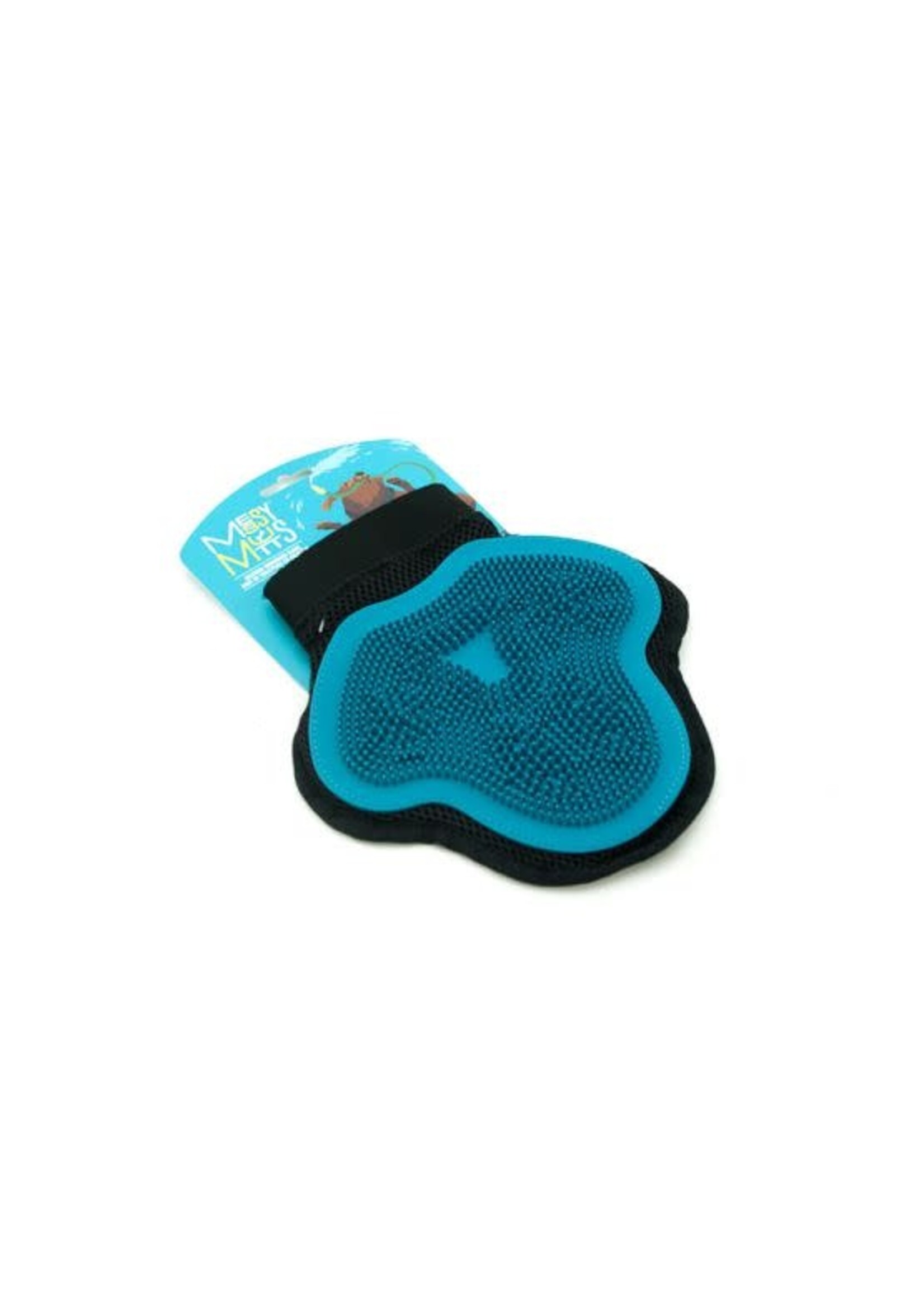 MESSY MUTTS GANT DE TOILETTAGE AVEC BROSSE SILICONE BLEU