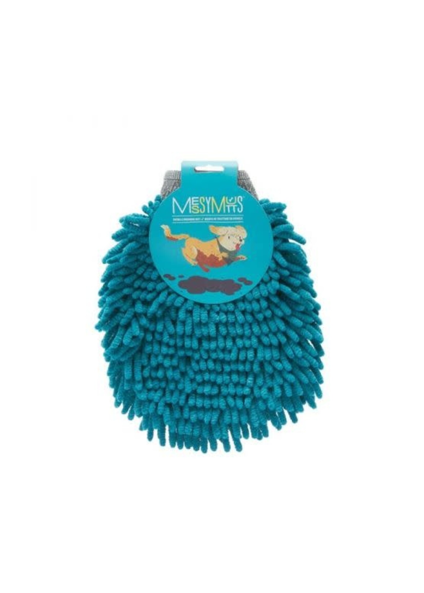 MESSY MUTTS GANT DE TOILETTAGE EN MICROFIBRE CHENILLE BLEU