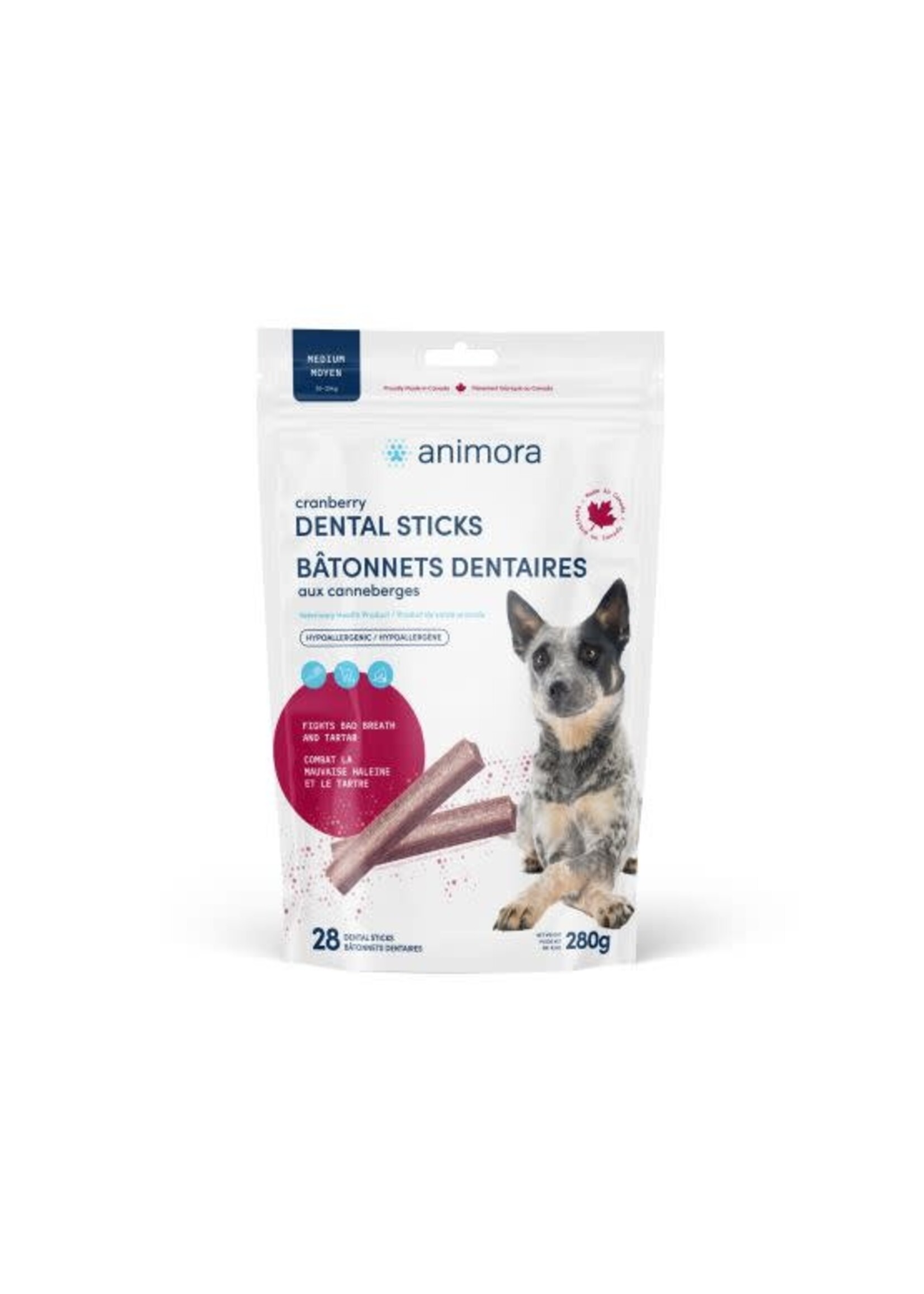 ANIMORA ANIMORA BATONNETS DENTAIRE AU CANNEBERGE MOYEN CHIEN PQT 28