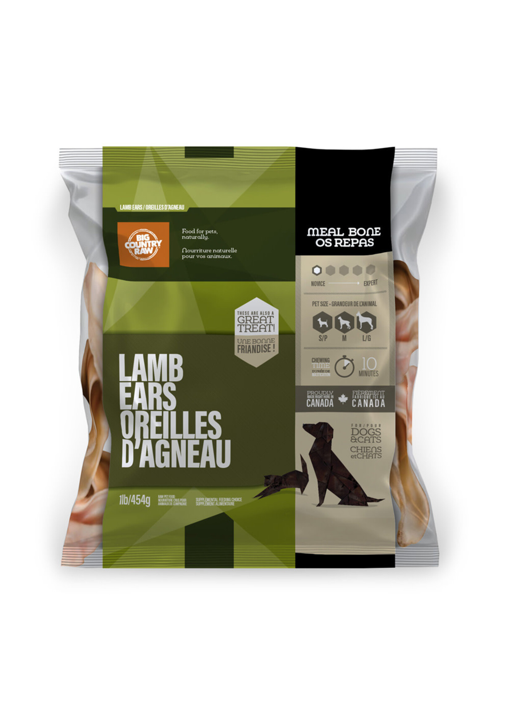 BIG COUNTRY RAW BCR OREILLES D AGNEAU 1 LB