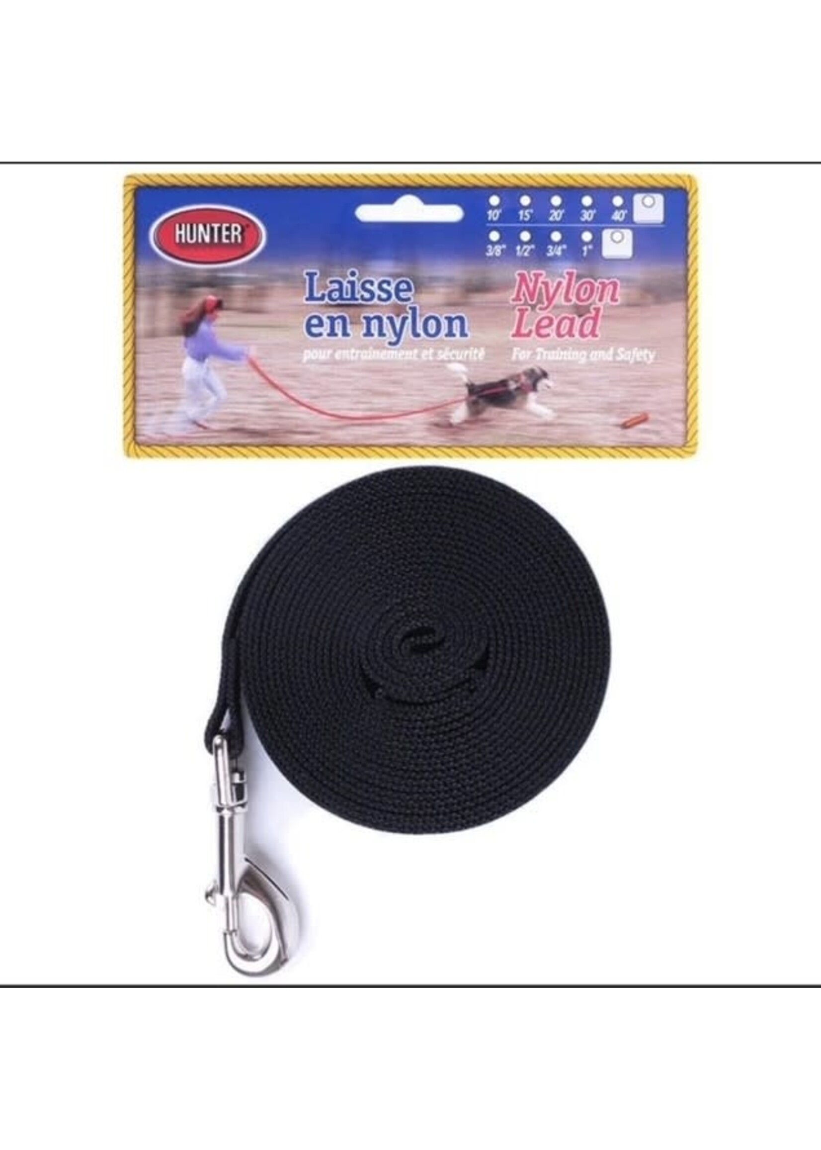 HUNTER LAISSE NYLON 1" X 20' NOIR