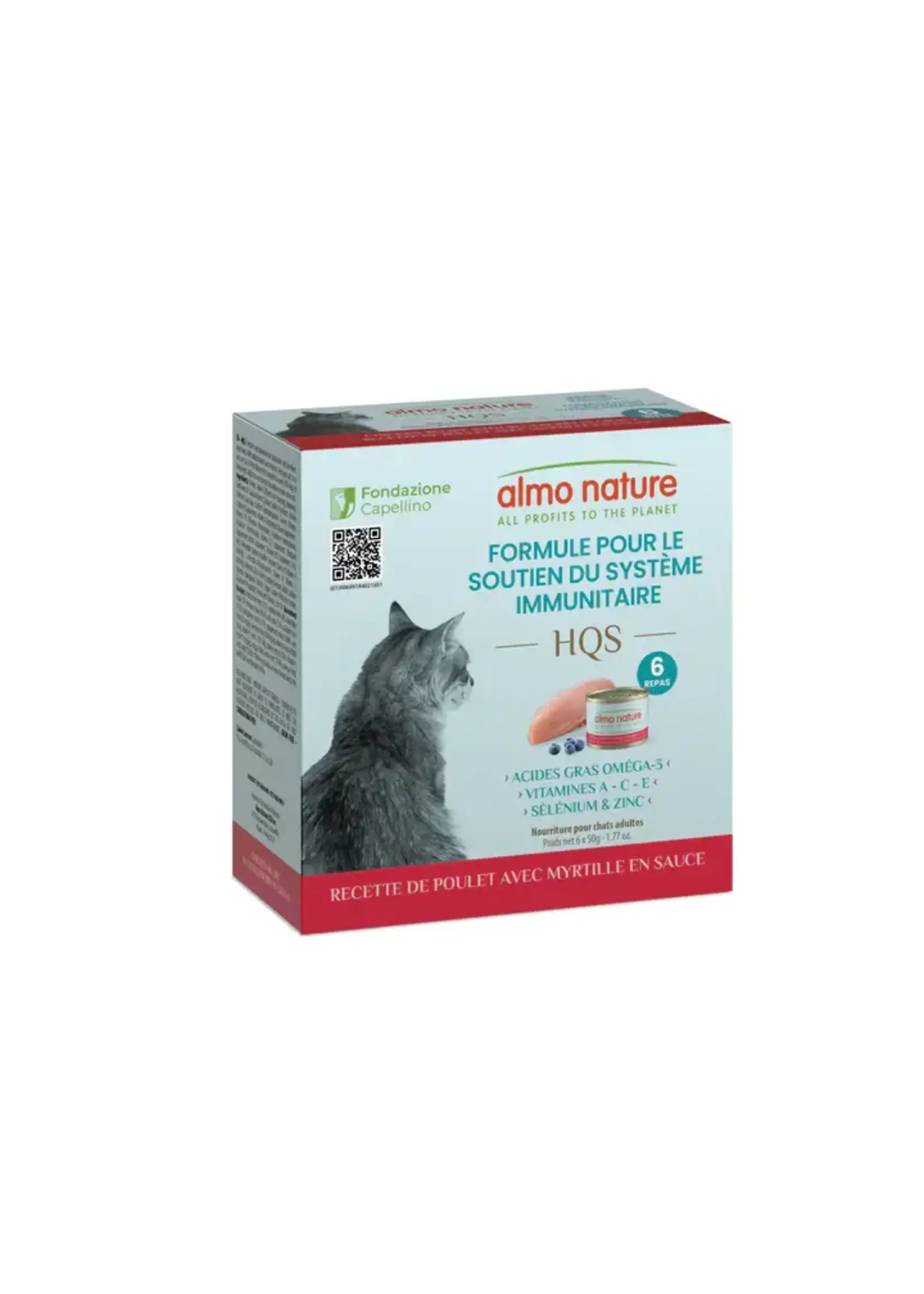 ALMO NATURE ALMO NATURE HQS CHAT FORMULE  6X50G IMMUNITAIRE POULET BLEUET EN SAUCE