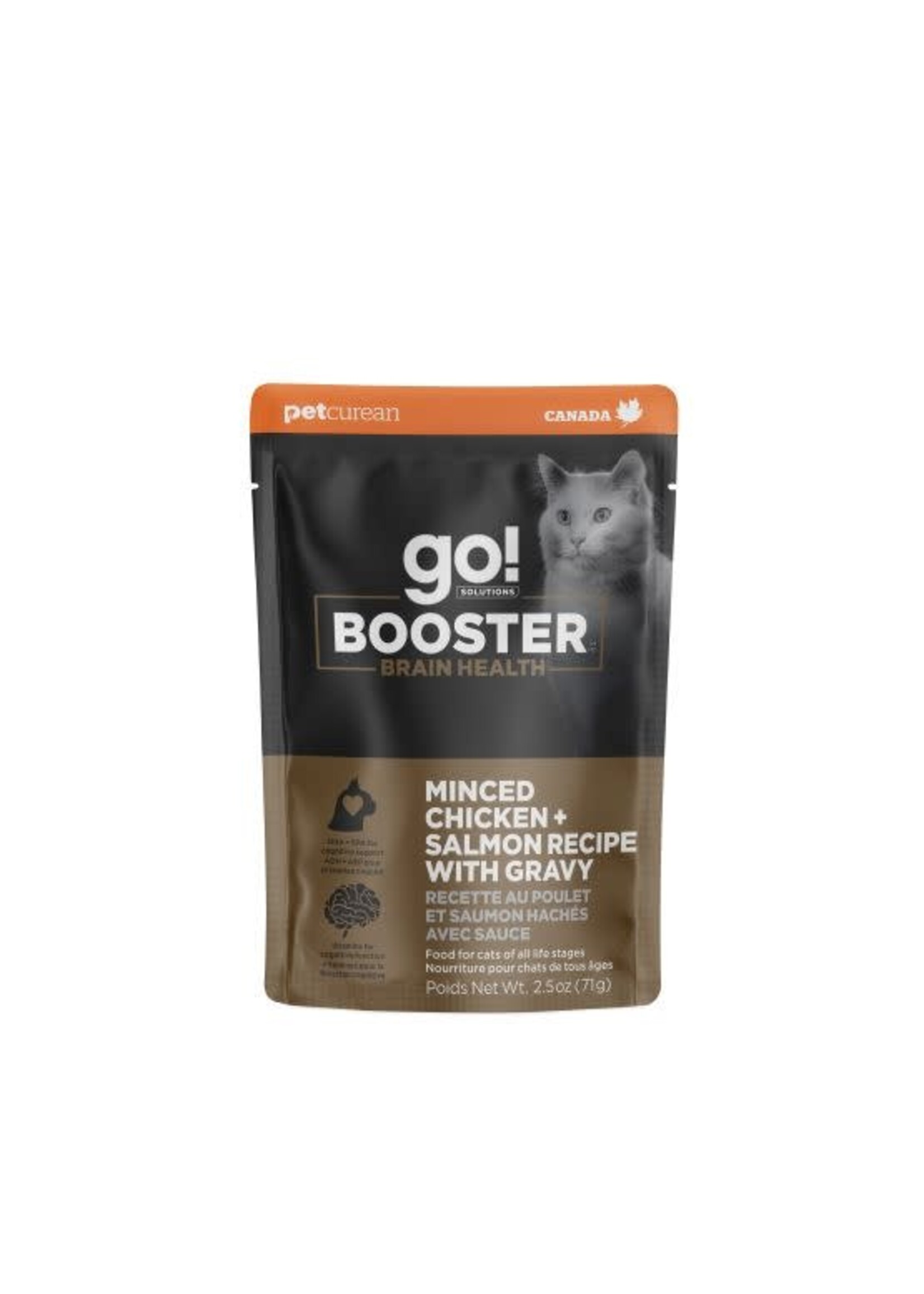 GO! SOLUTIONS GO BOOSTER CHAT SANTÉ CÉRÉBRALE POULET ET SAUMON HACHÉ AVEC SAUCE 2.5OZ