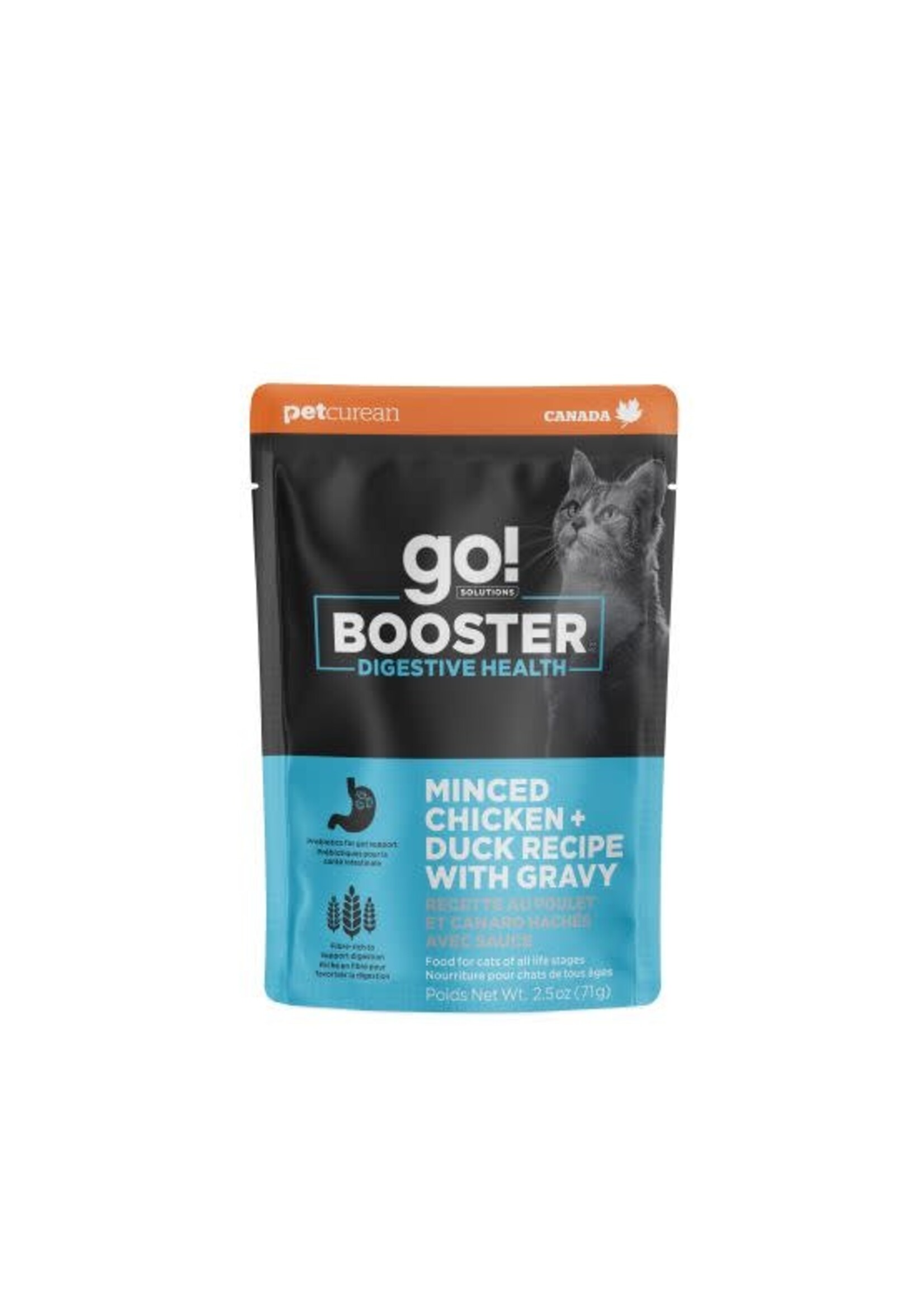 GO! SOLUTIONS GO BOOSTER CHAT DIGESTION POULET ET CANARD HACHÉ AVEC SAUCE 2.5OZ