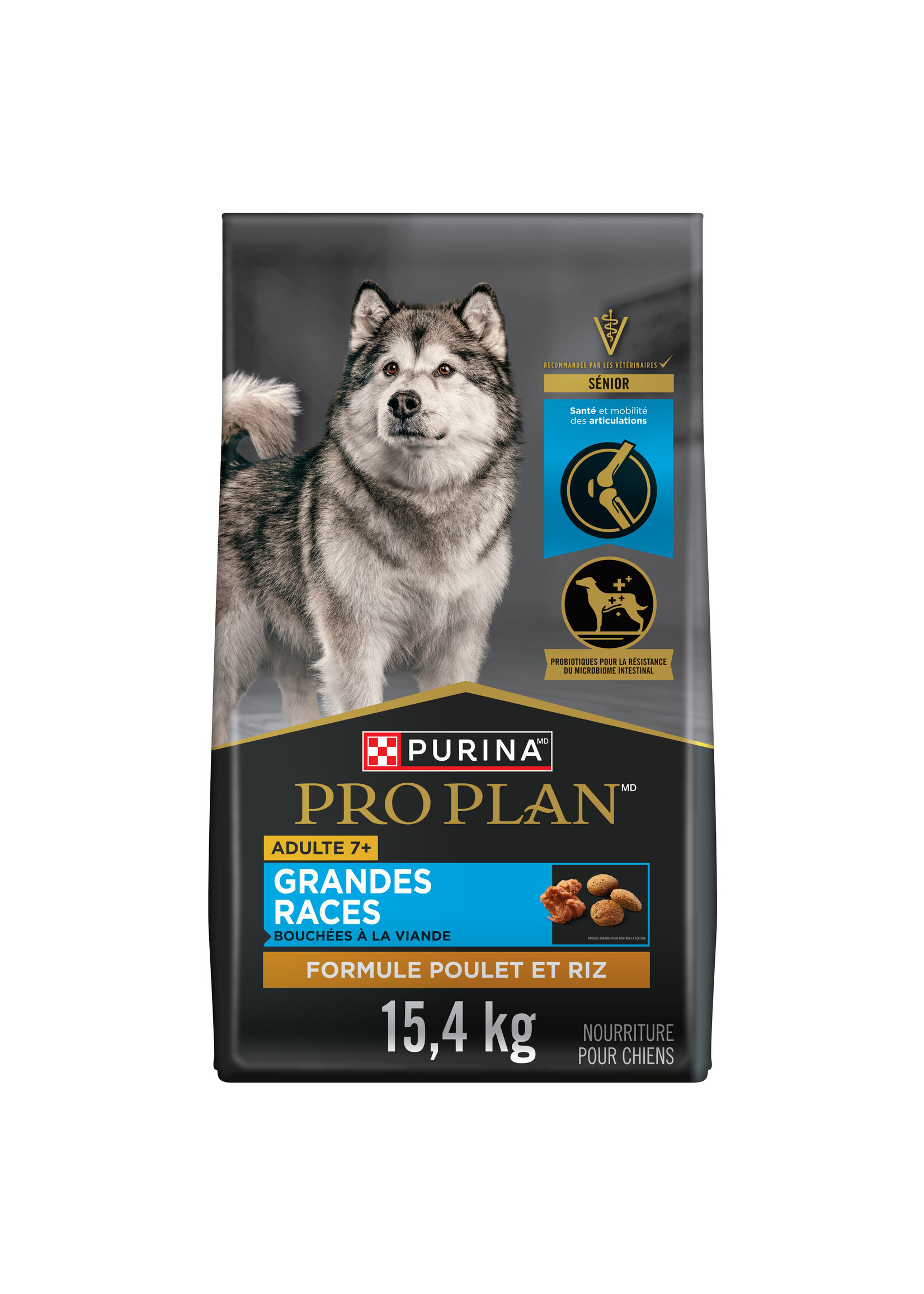 PRO PLAN PRO PLAN CHIEN SENIOR GRANDE RACE 7+ BOUCHÉES A LA VIANDE FORMULE POULET 15.4KG