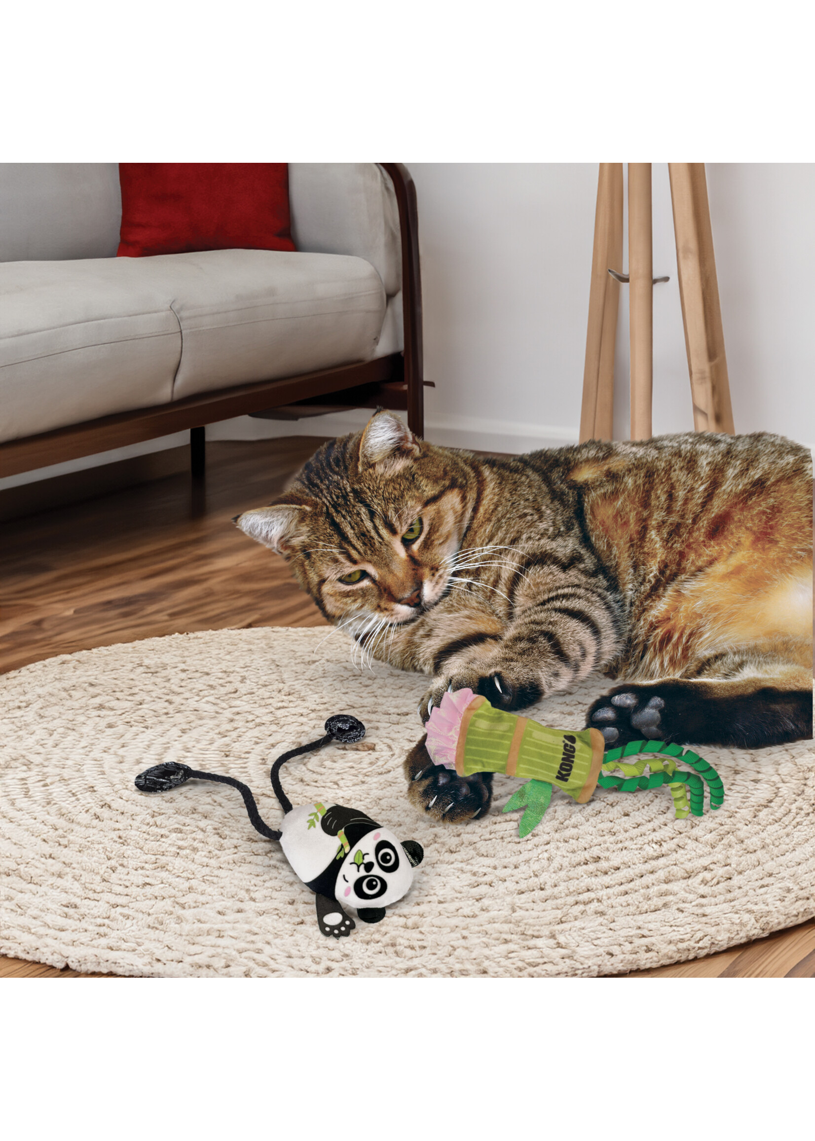 KONG KONG  POUR CHAT JOUET SCRATTLES PANDA PQT 2