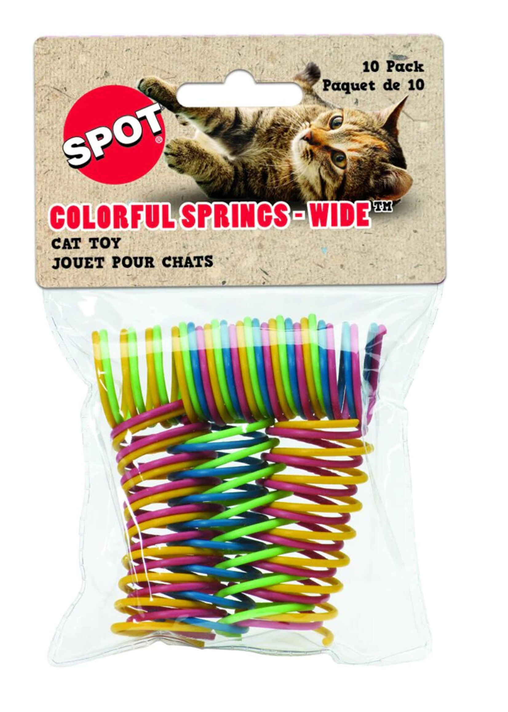 SPOT JOUET CHAT RESSORTS COLORES LARGE PQT 10