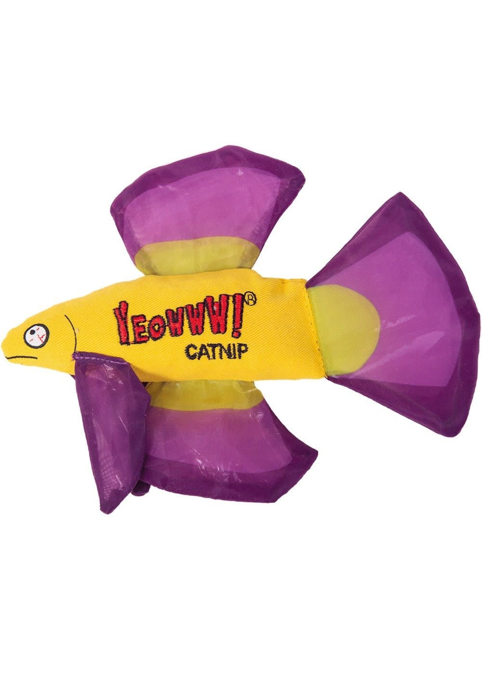 DUCKY WORLD JOUET D'HERBE A CHAT POISSON BETTA MAUVE