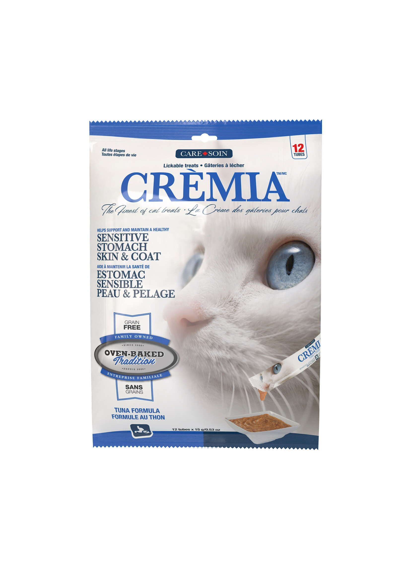 OVEN-BAKED OVEN BAKED CREMIA GATERIES A LECHER POUR CHAT PEAU ET ESTOMAC AU THON SANS GRAINS 12 X 15 G