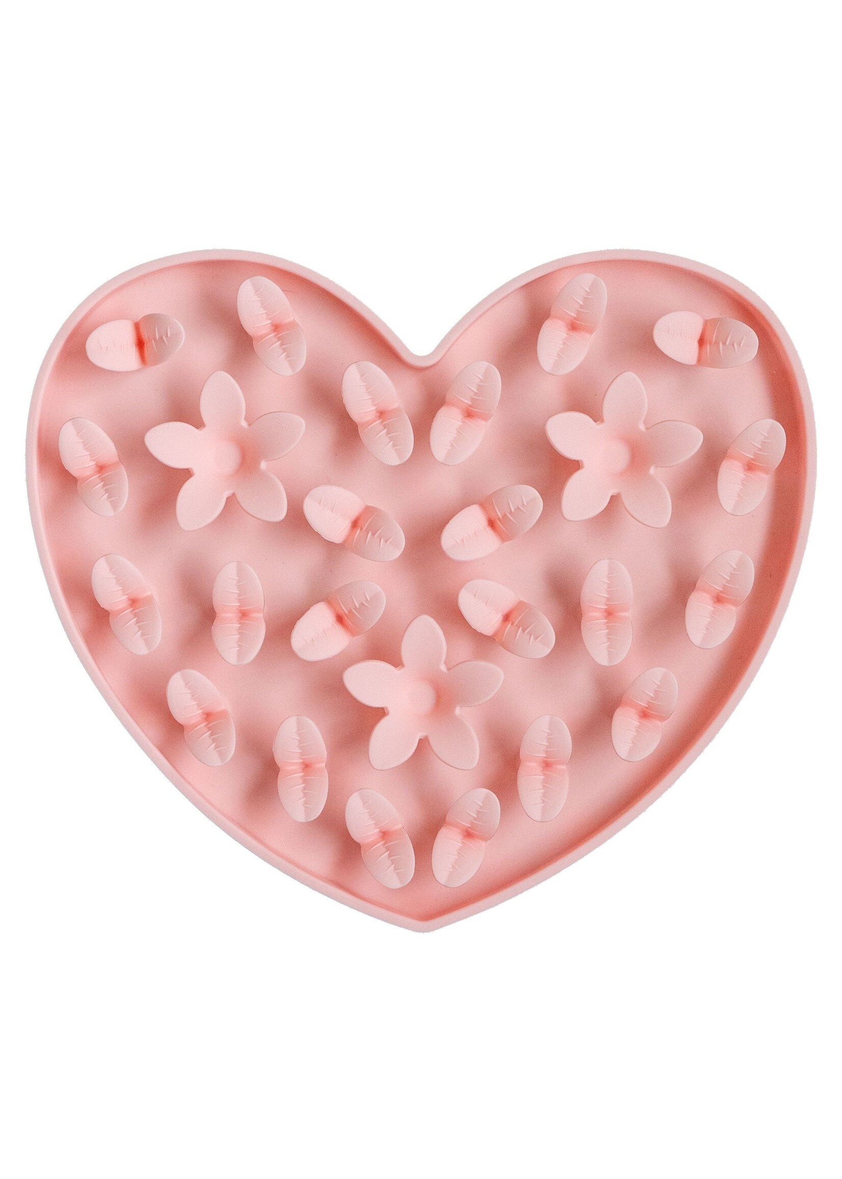 DEXYPAWS TAPIS DE LECHAGE EN SILICONE CACHE-CACHE COEUR ROSE