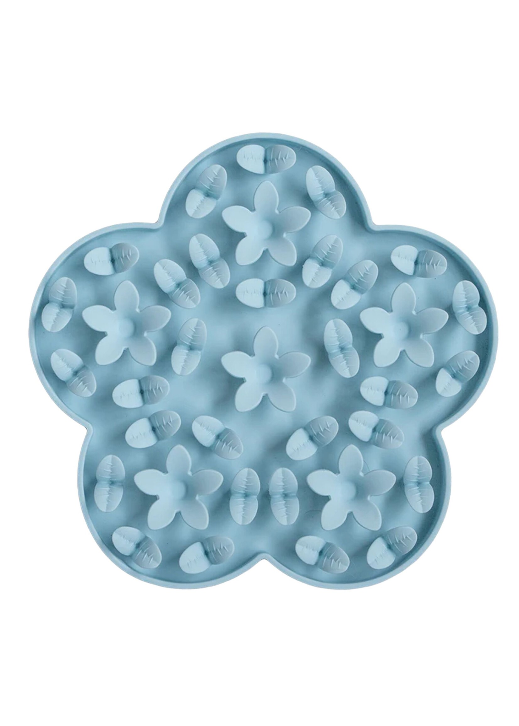 DEXYPAWS TAPIS DE LECHAGE EN SILICONE CACHE-CACHE FLEUR BLEU
