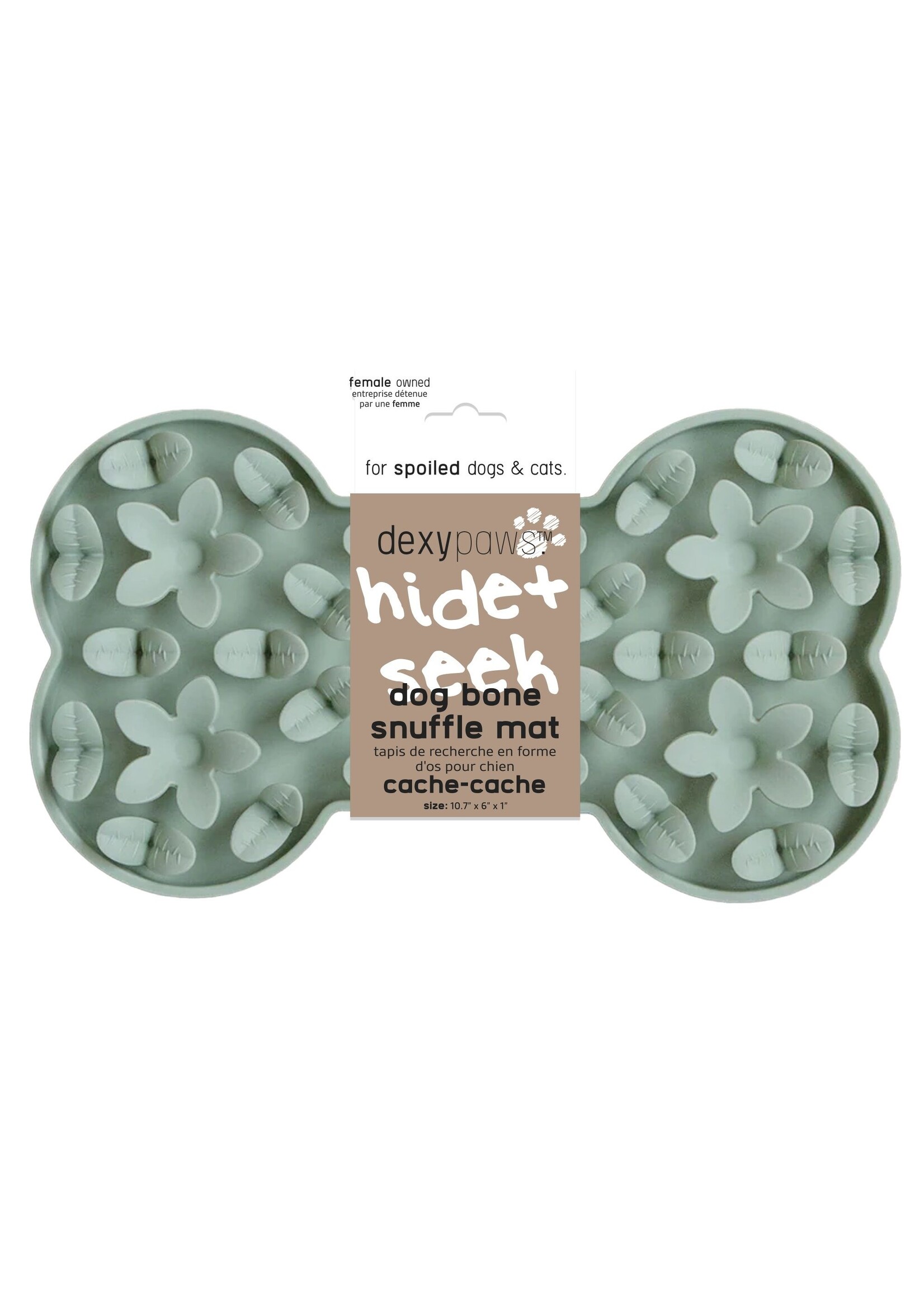 DEXYPAWS TAPIS DE LECHAGE EN SILICONE CACHE-CACHE OS VERT SAUGE