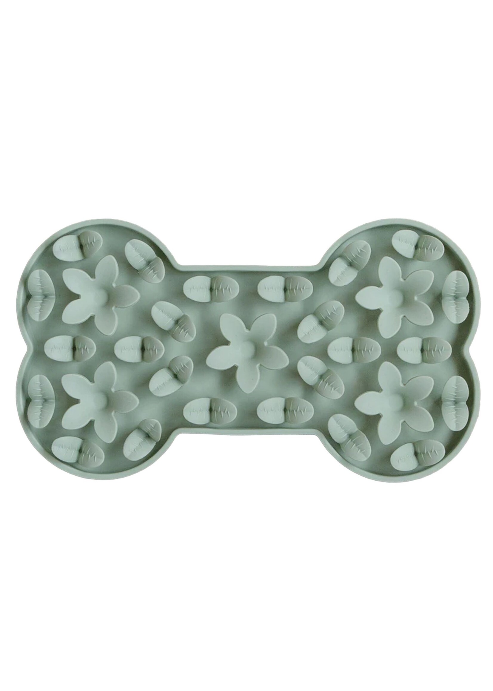 DEXYPAWS TAPIS DE LECHAGE EN SILICONE CACHE-CACHE OS VERT SAUGE