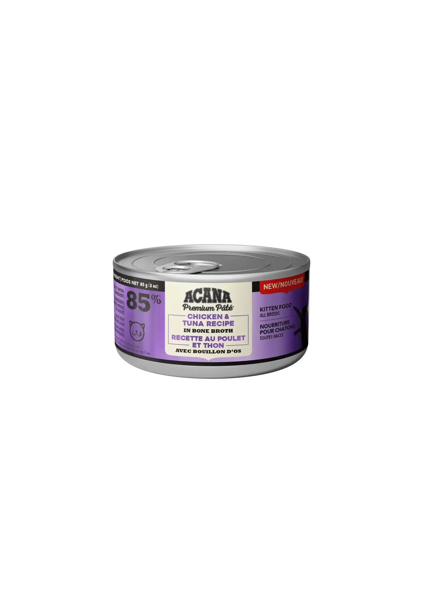 ACANA ACANA NOURRITURE HUMIDE CHAT AU POULET ET THON EN PATÉ AVEC BOUILLON 155G