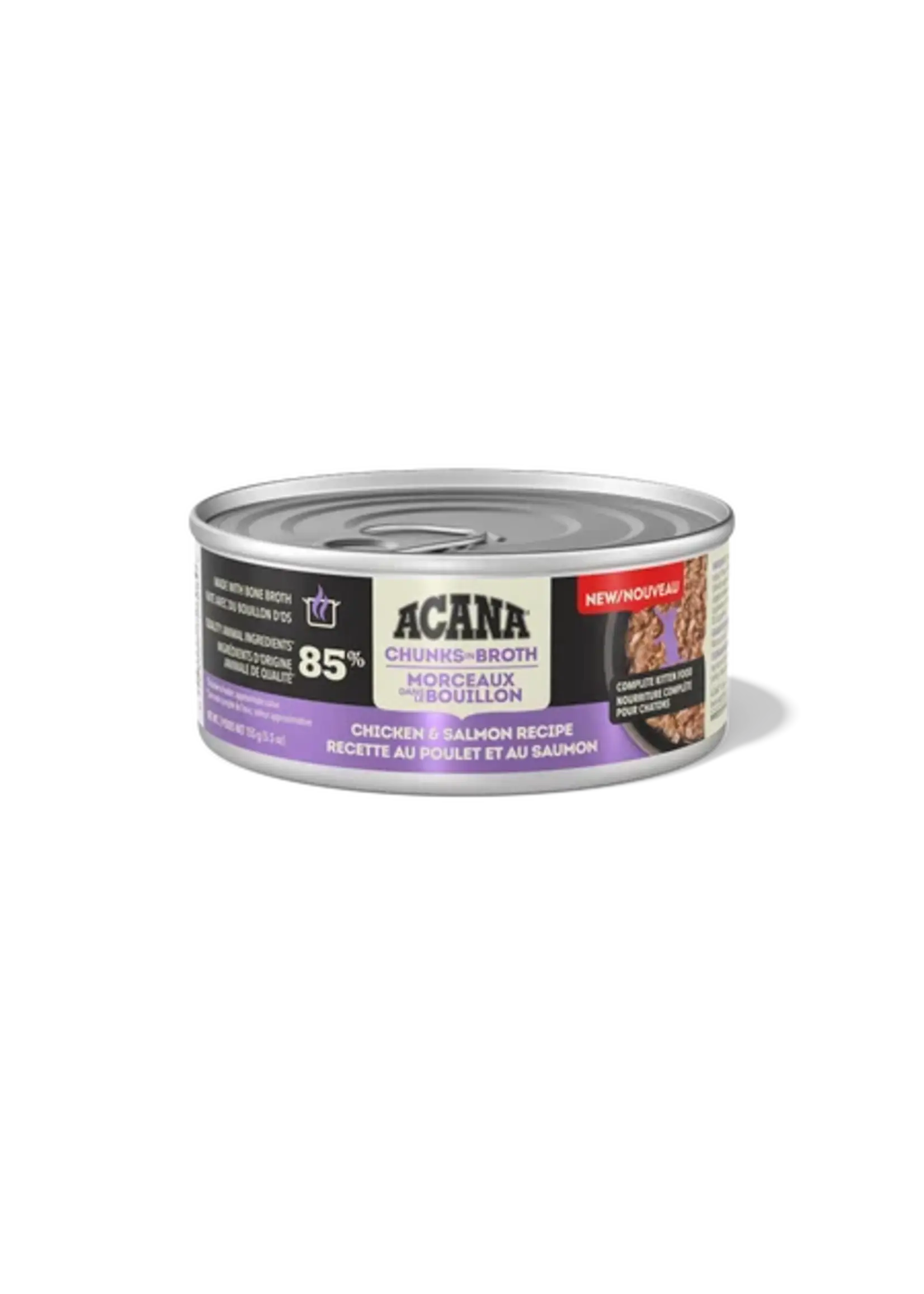 ACANA ACANA NOURRITURE HUMIDE CHATON AU POULET ET SAUMON EN MORCEAUX 155G