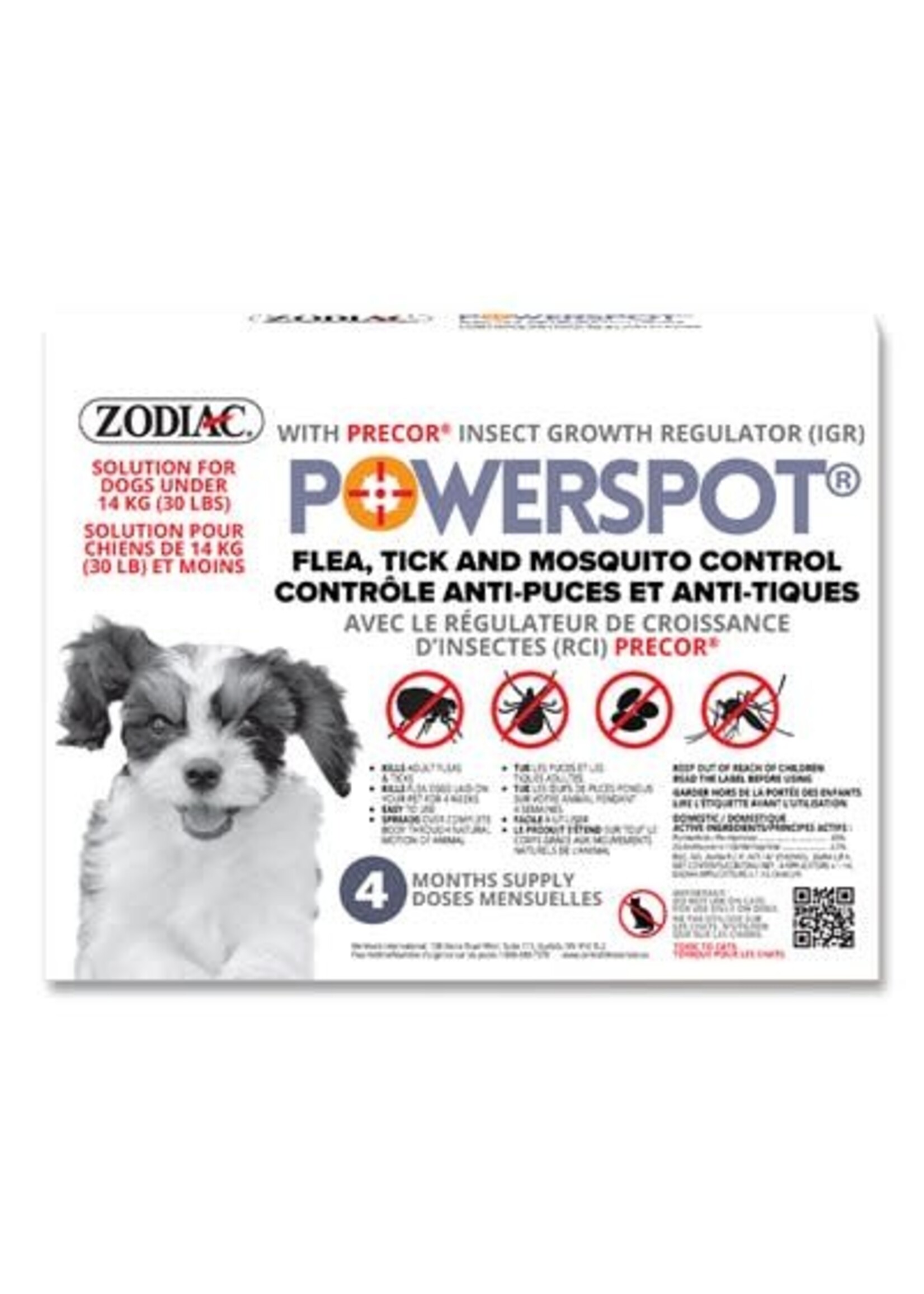 ZODIAC ZODIAC POWERSPOT POUR CHIEN DE 30 LBS ET MOIN ANTI  PUCES & TIQUES PQT 4