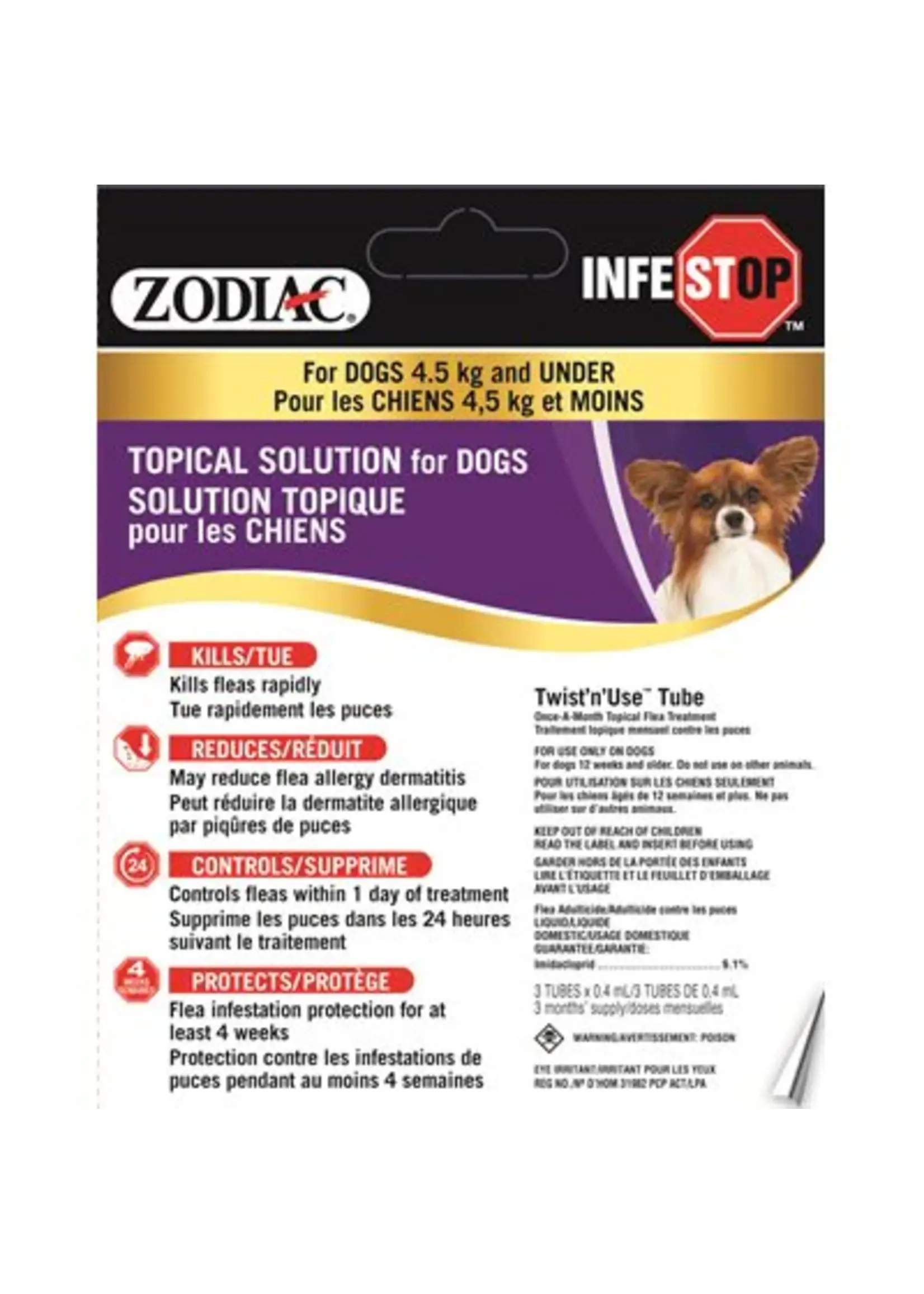 ZODIAC ZODIAC CHIEN 4.5KG ET MOIN INFESTOP *DISC*