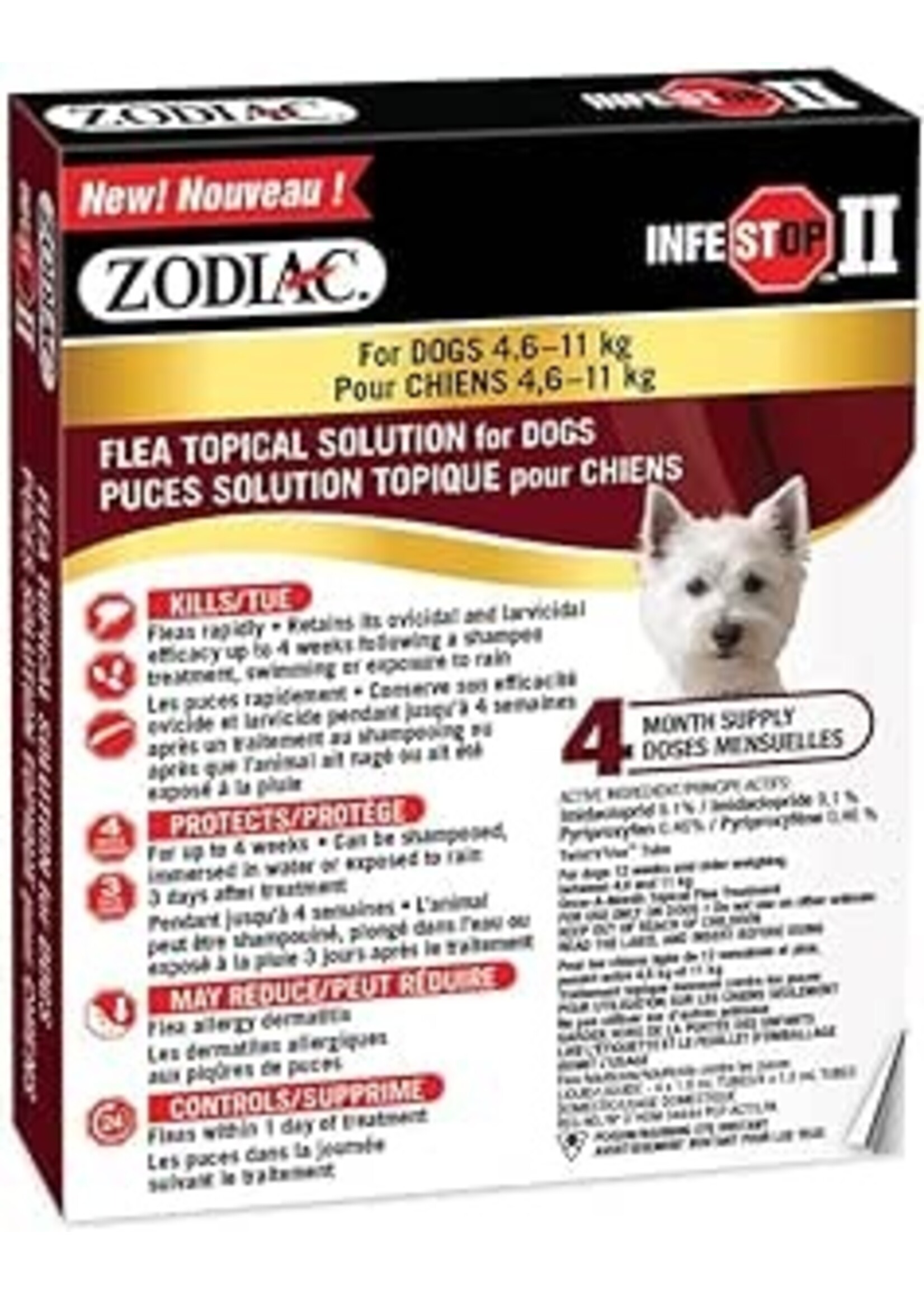 ZODIAC ZODIAC CHIEN 4.6KG - 11KG INFESTOP *DISC*