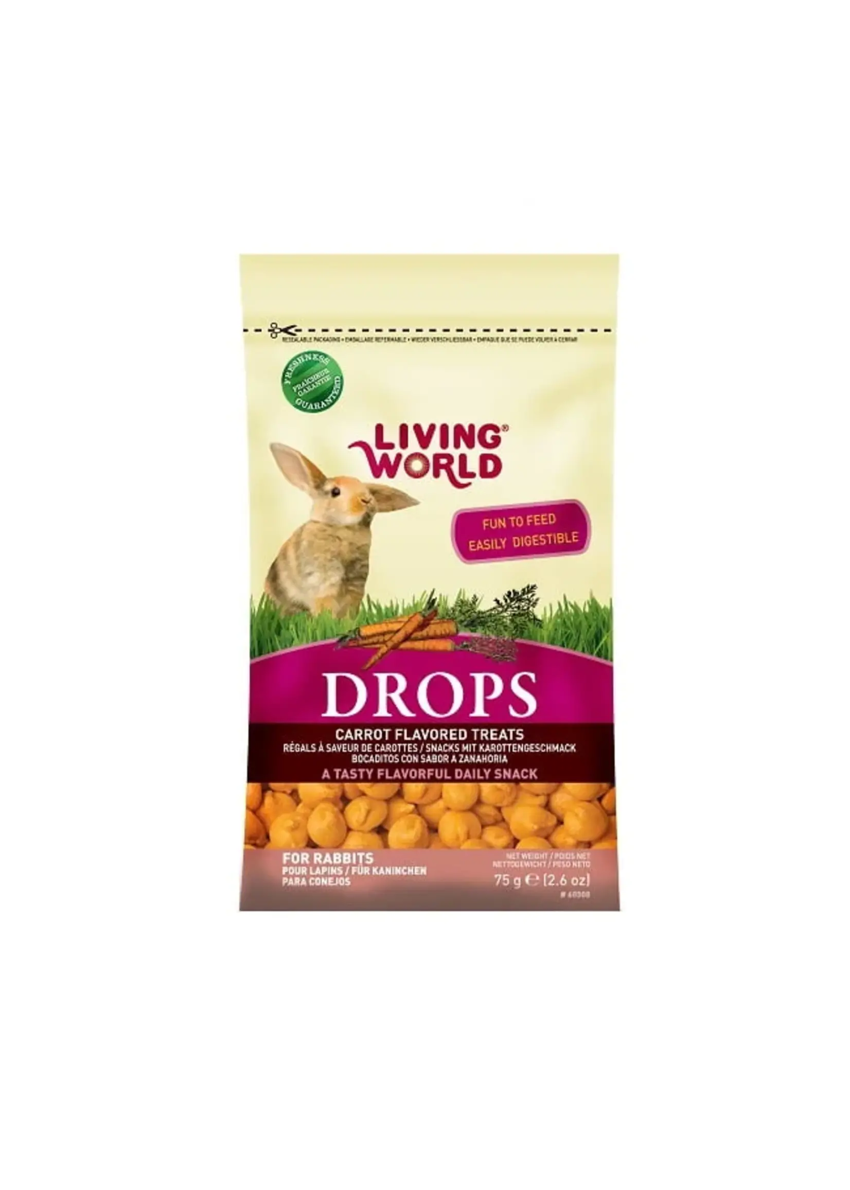 LIVING WORLD LIVING WORLD RÉGAL DROP AU CAROTTES POUR LAPIN 75 G