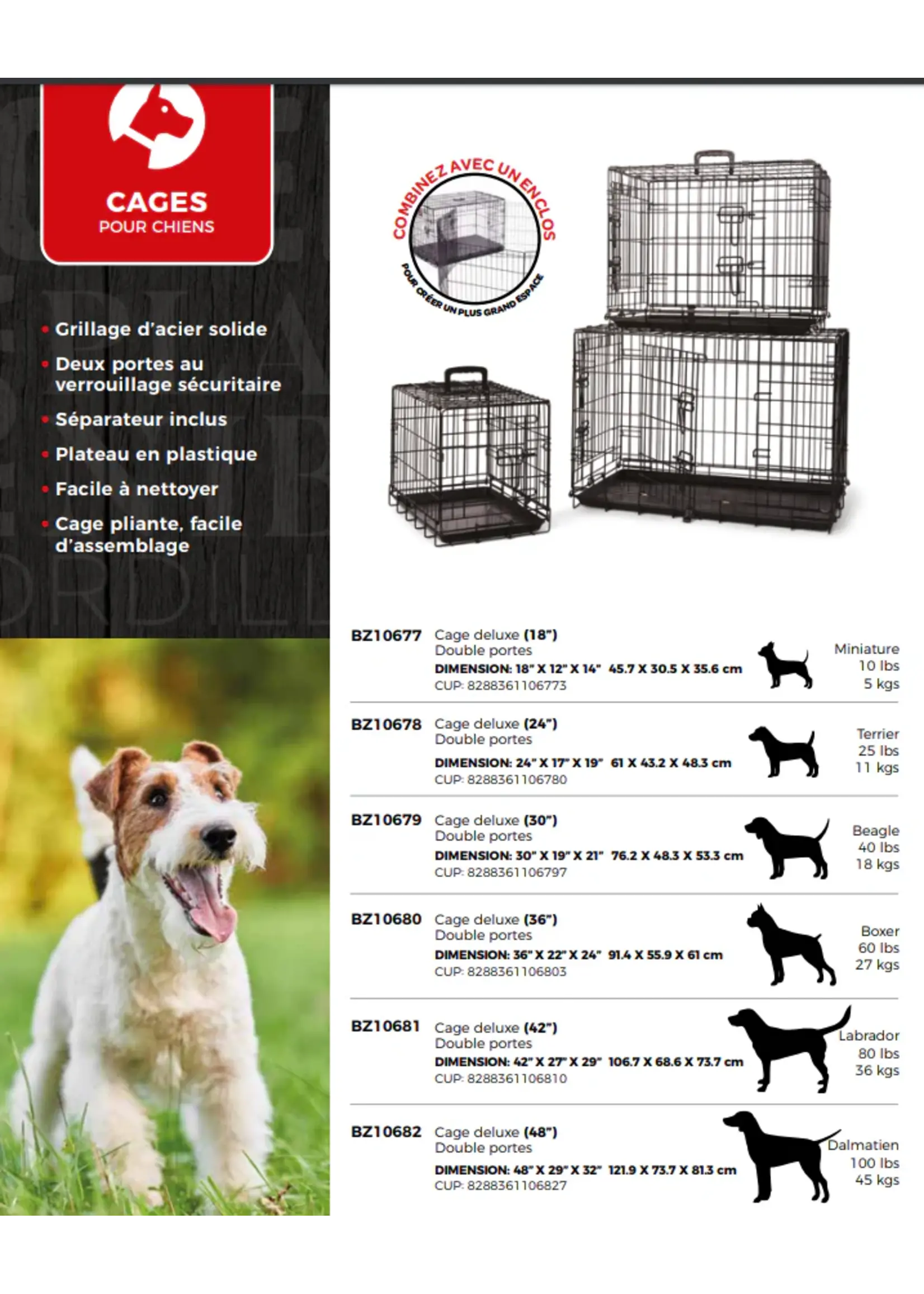 BUD'Z BUD'Z CAGE CHIEN METAL 2 PORTES AVEC SEPARATEUR