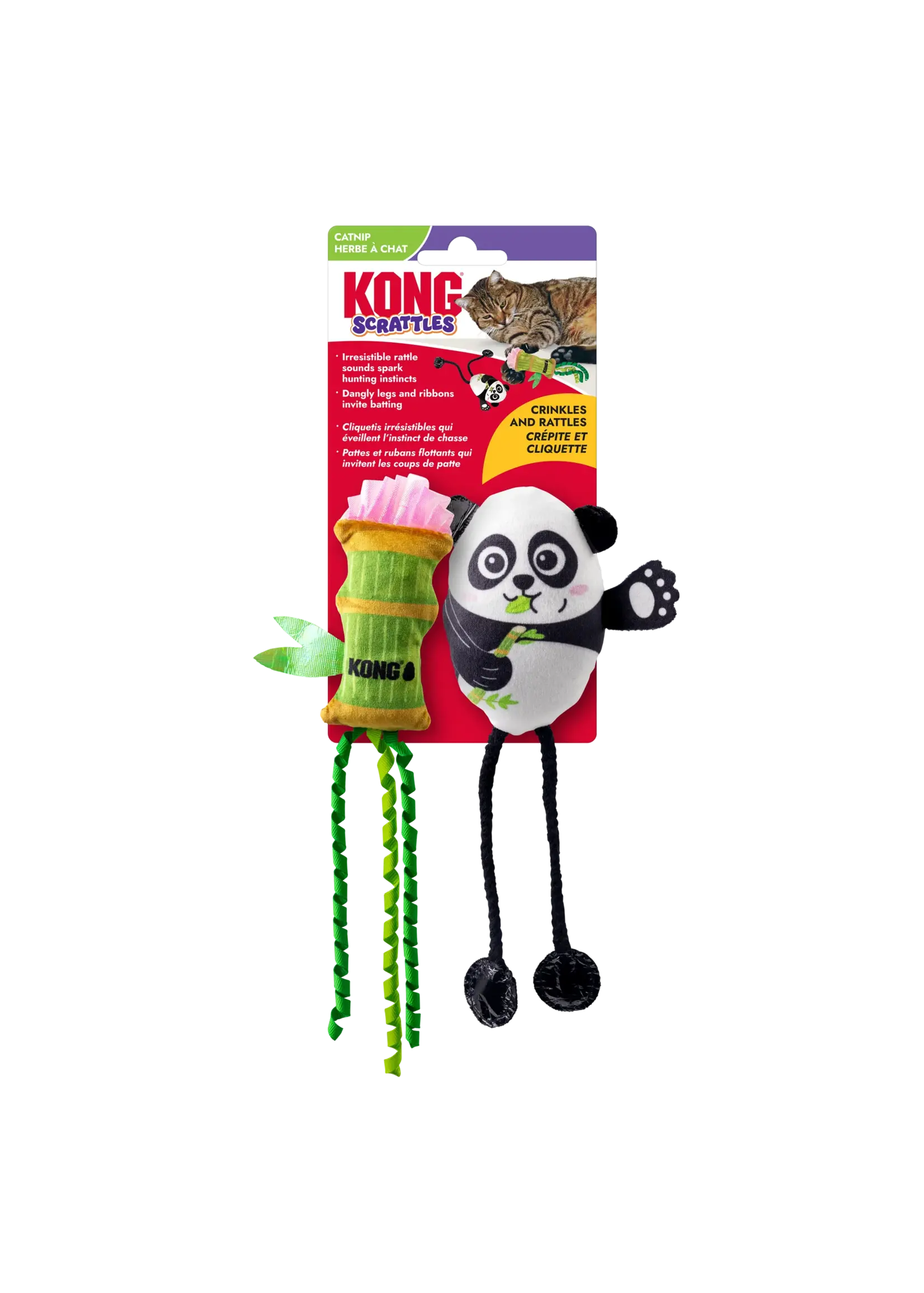 KONG KONG  POUR CHAT JOUET SCRATTLES PANDA PQT 2