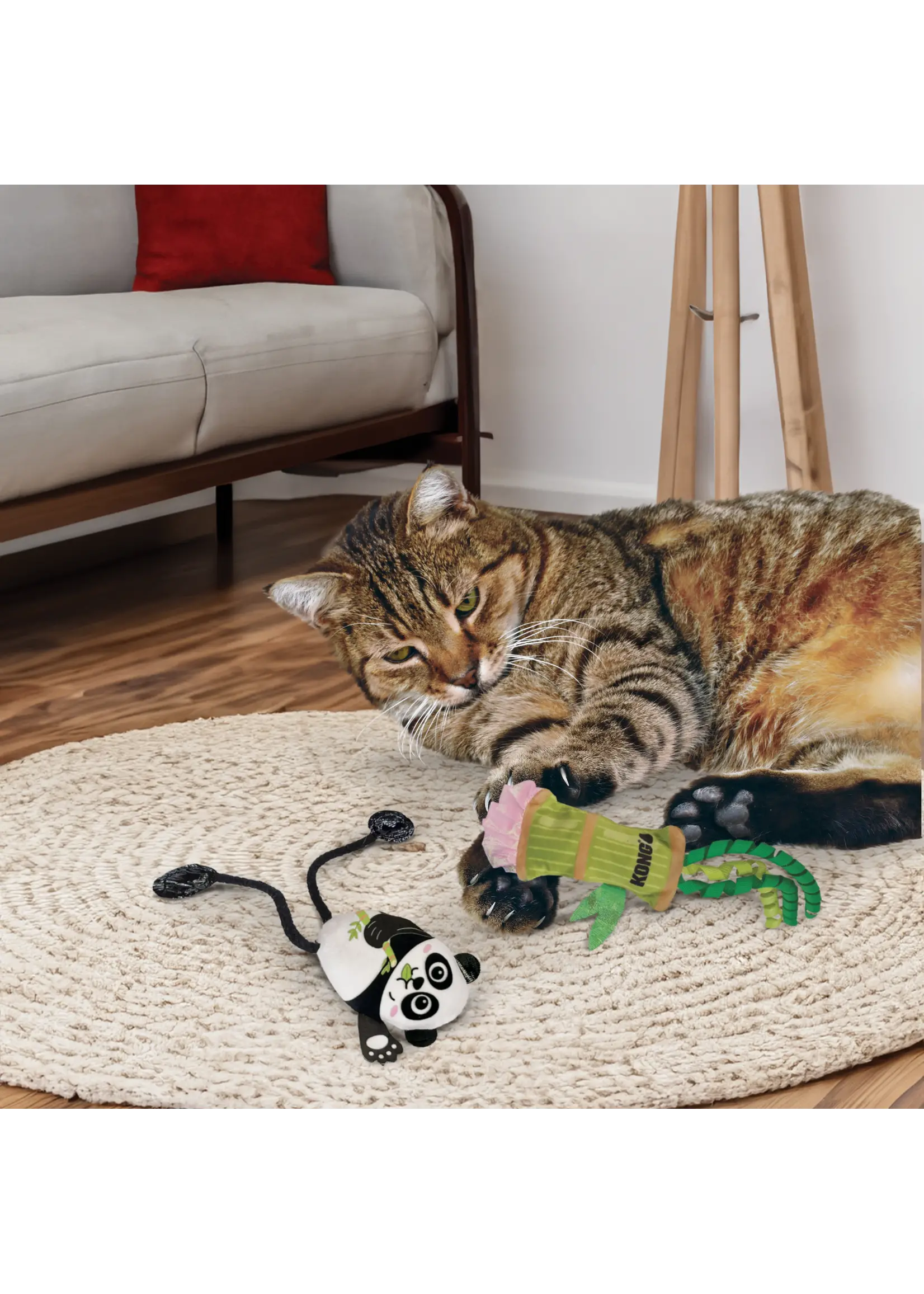 KONG KONG  POUR CHAT JOUET SCRATTLES PANDA PQT 2