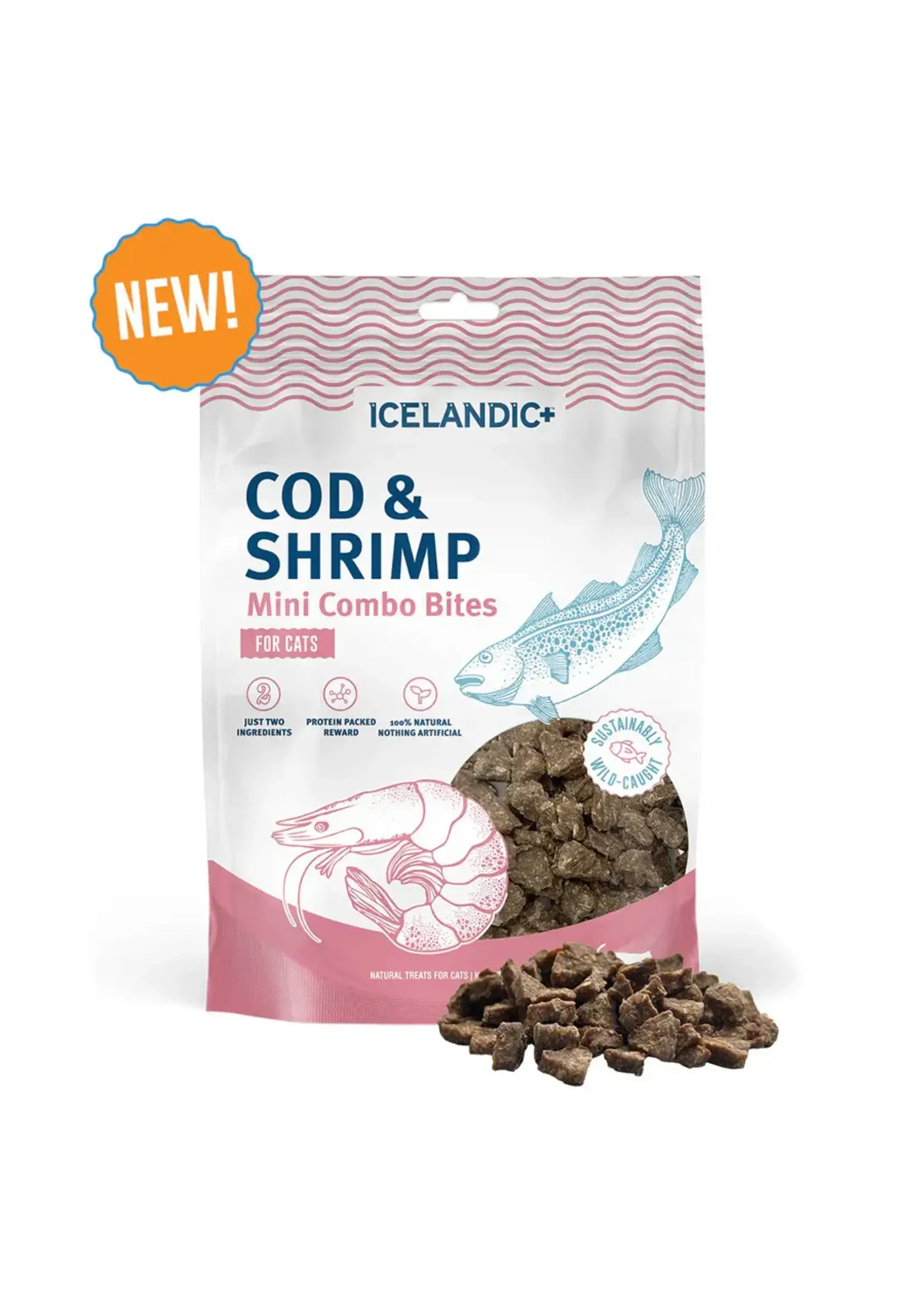 ICELANDIC+ GATERIE POUR CHAT-MINI BOUCHÉES MORUE/CREVETTE 1.7OZ