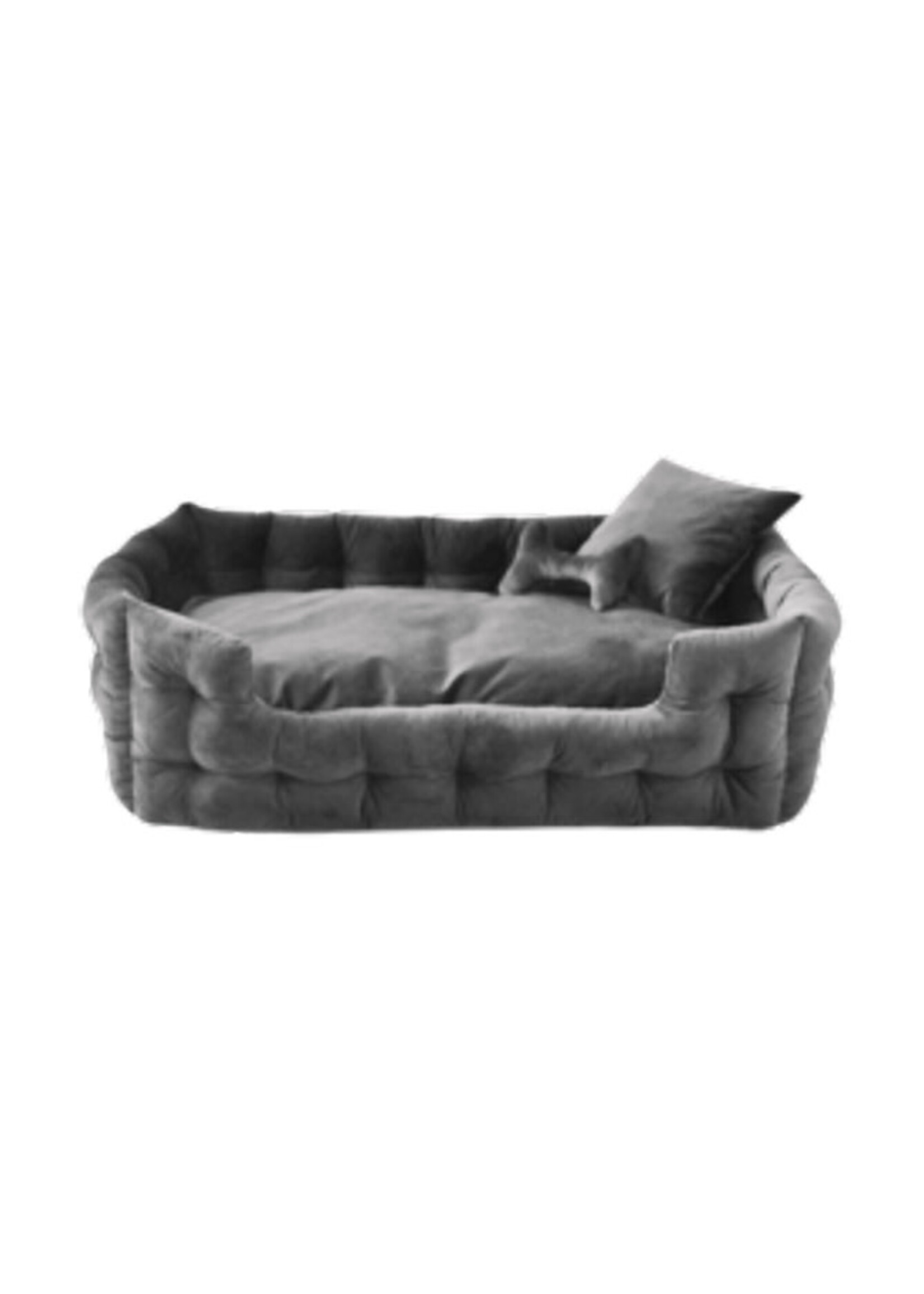 GOO EZZ GOO-EEZ LIT RECTANGULAIRE EN VELOURS GRIS 27.5 X 20 X 12PO