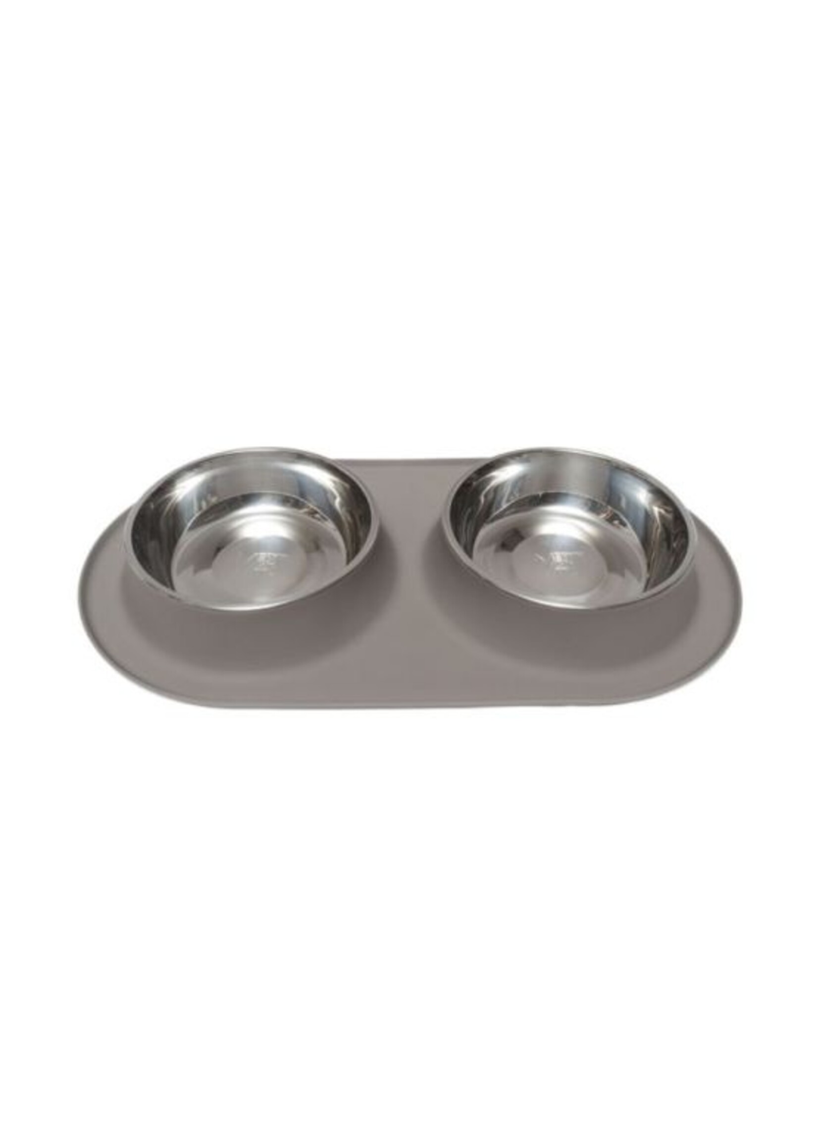 MESSY MUTTS BOL EN INOX DOUBLE BASE SILICONE GRAND GRIS