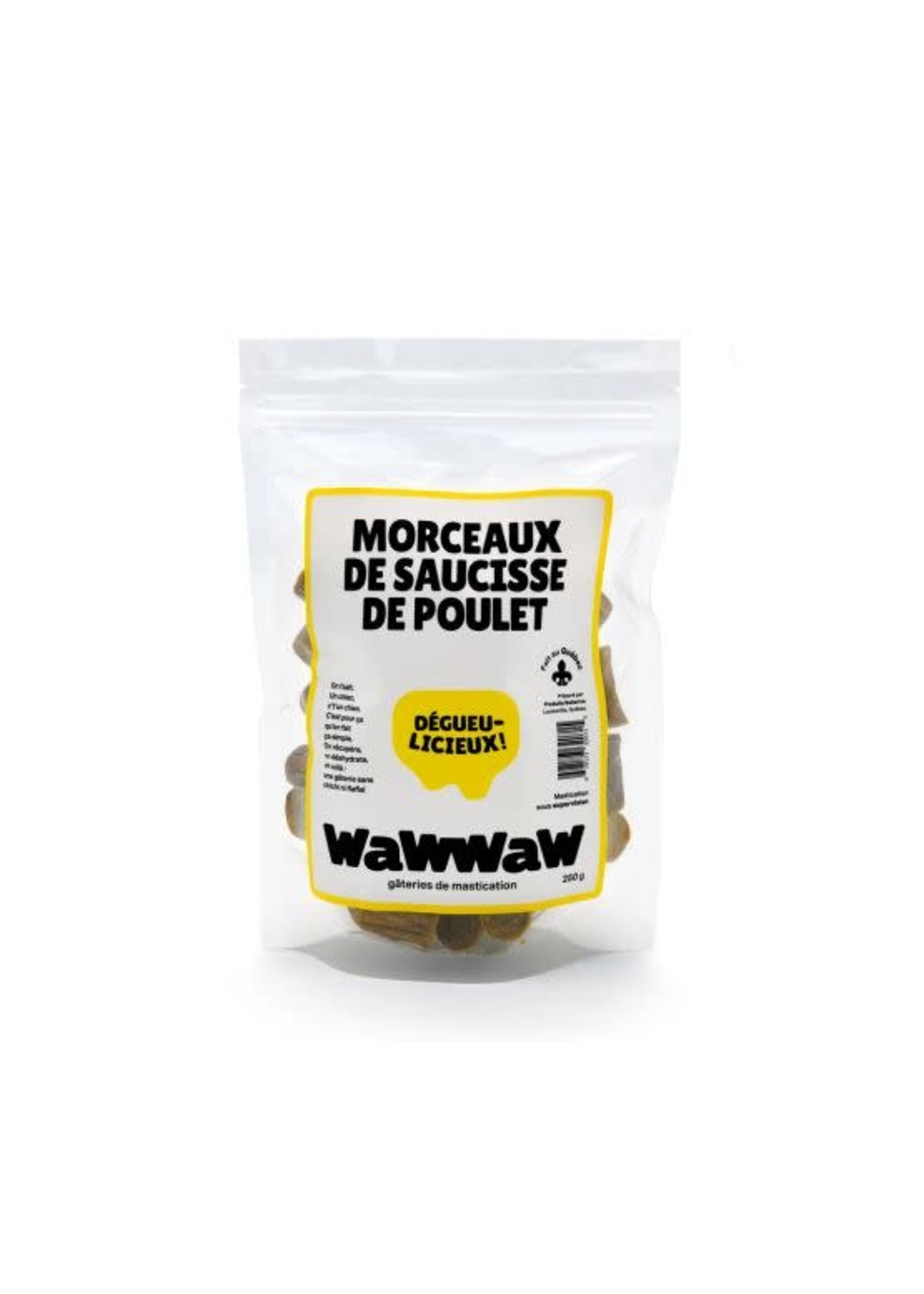 WAWWAW WAWWAW GATERIE CHIEN MORCEAUX DE SAUCISSE DE POULET EN SAC DE 250 G