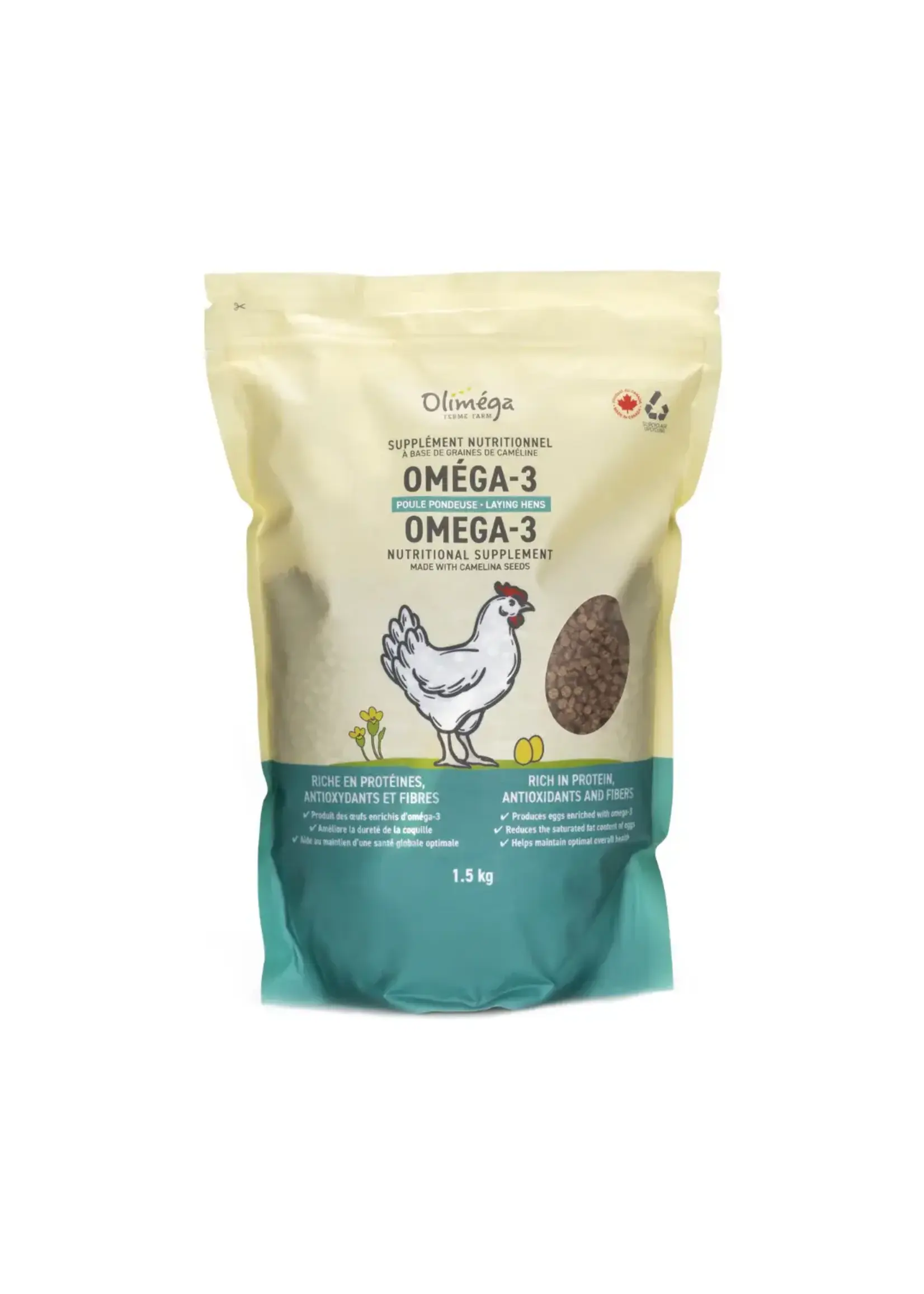 OLIMÉGA OLIMÉGA VOLAILLE SUPPLEMENT TOURTEAU CAMELINE 1.5 KG
