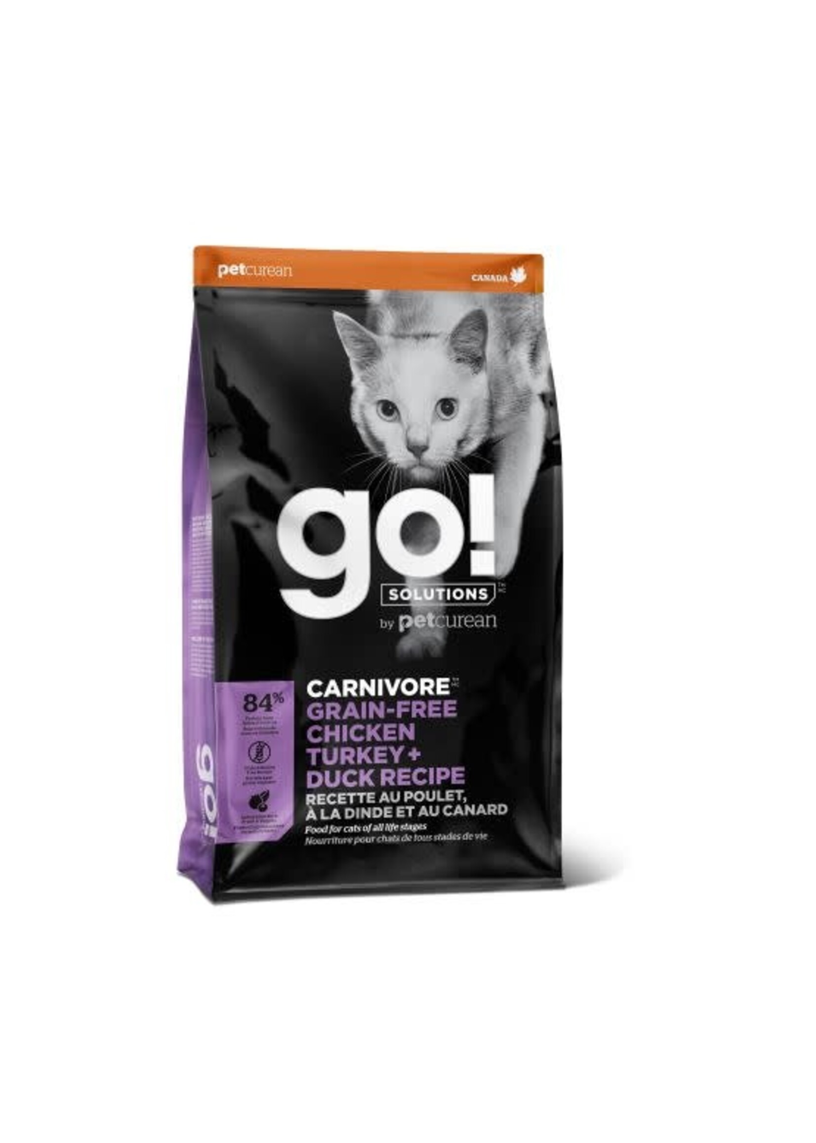 GO! SOLUTIONS GO! SOLUTION CARNIVORE CHAT POULET-CANARD-DINDE SANS GRAINS