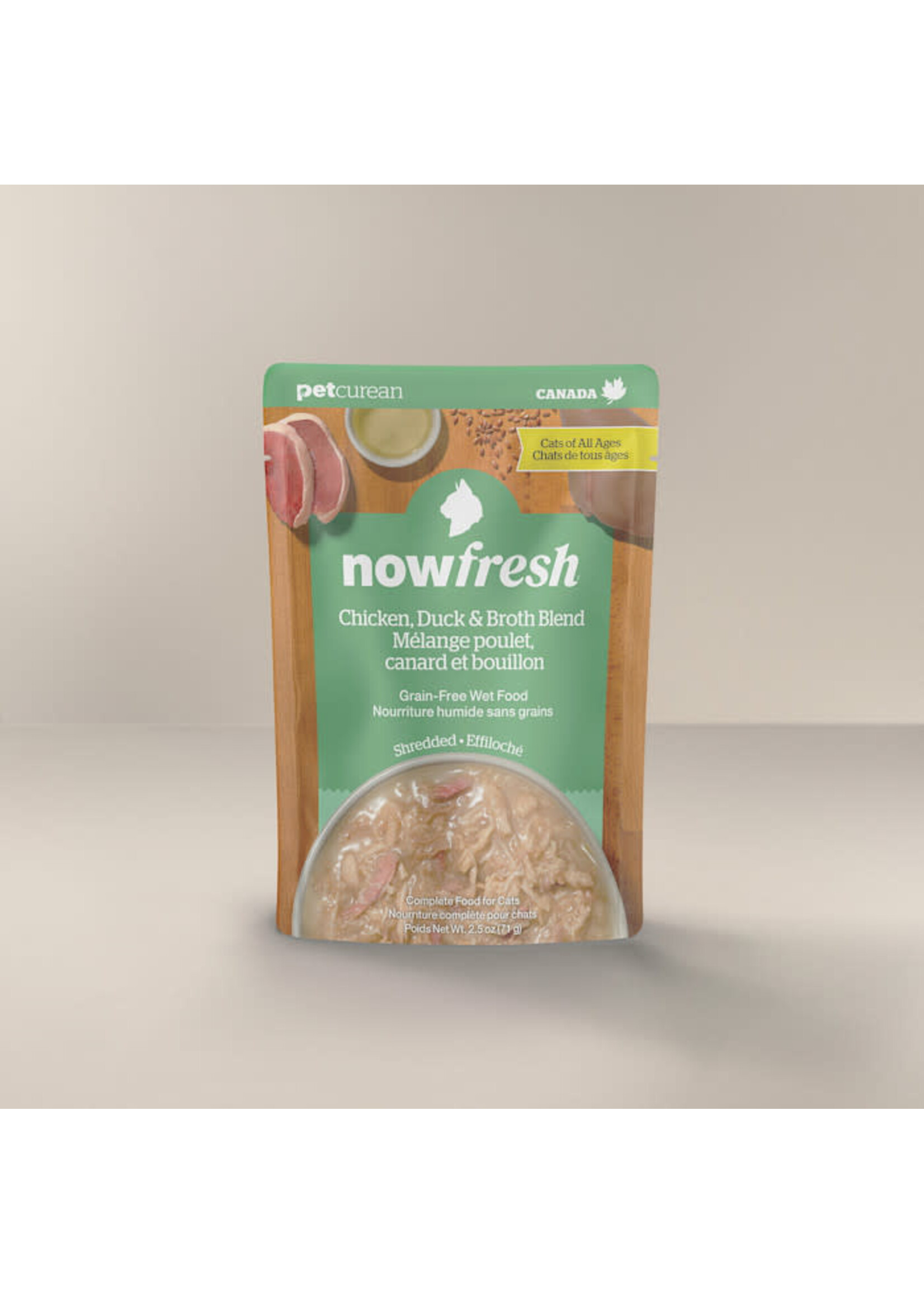 NOW FRESH PETCUREAN  NOW FRESH CHAT NOURRITURE HUMIDE EFFILOCHÉ POULET CANARD 2.5 OZ