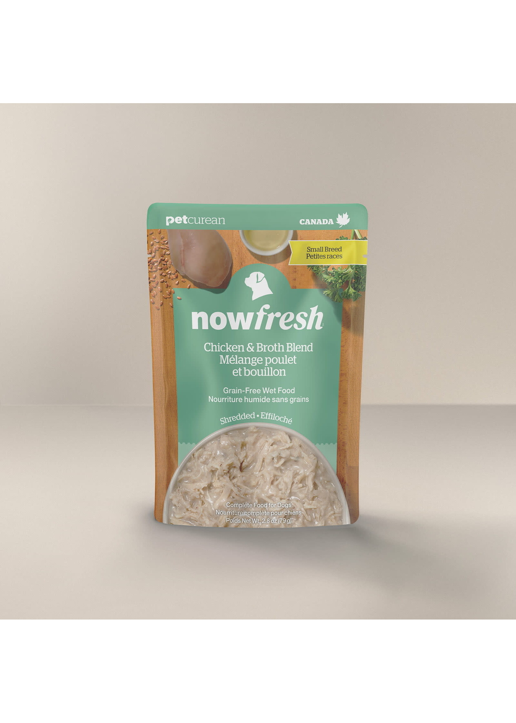 NOW FRESH PETCUREAN  NOW FRESH CHIEN NOURRITURE HUMIDE BOUILLON EFFILOCHÉ POULET 2.8 OZ