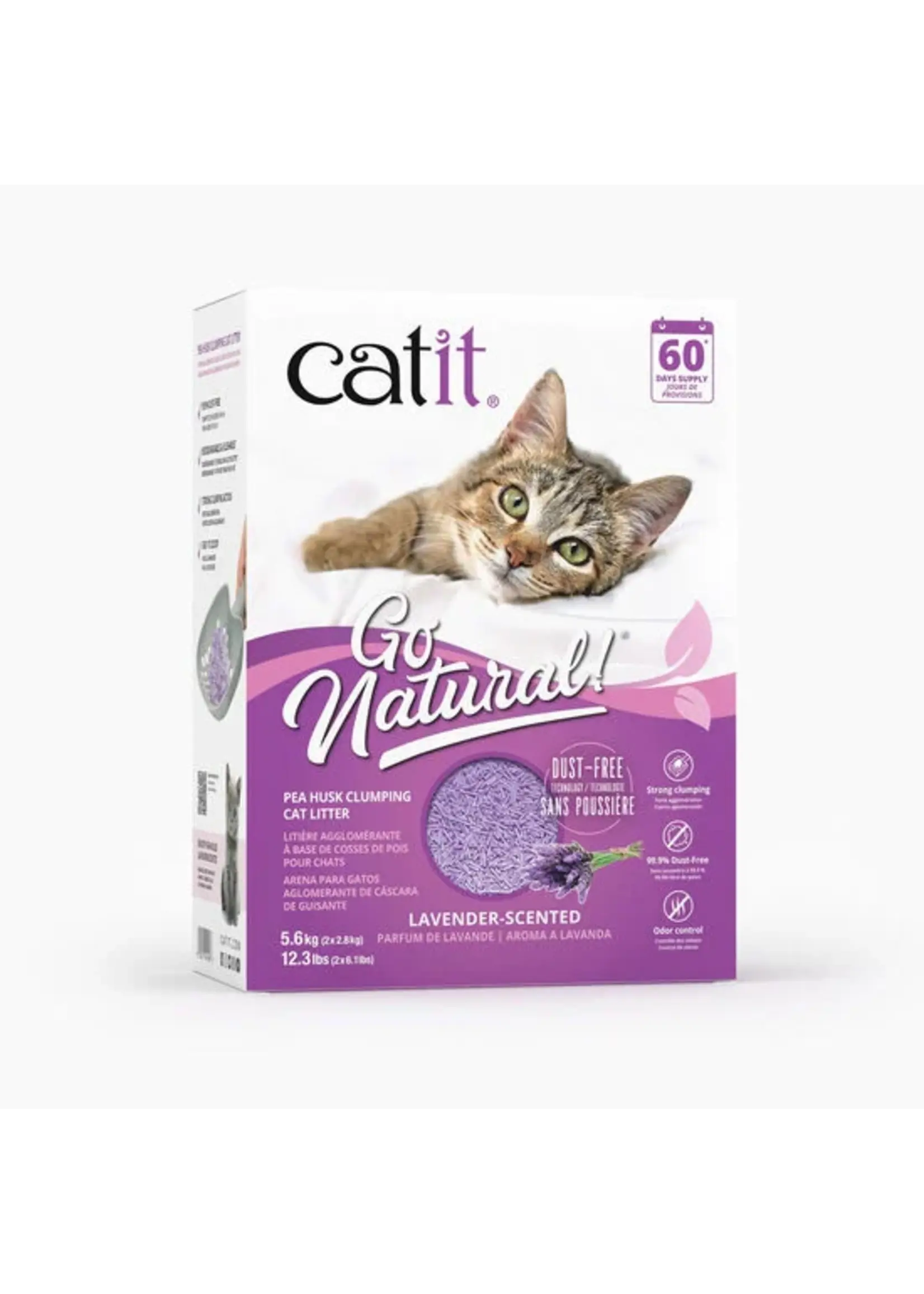 CATIT CATIT LITIERE AGGLOMERANTE COSSES POIS LAVANDE  5.6KG