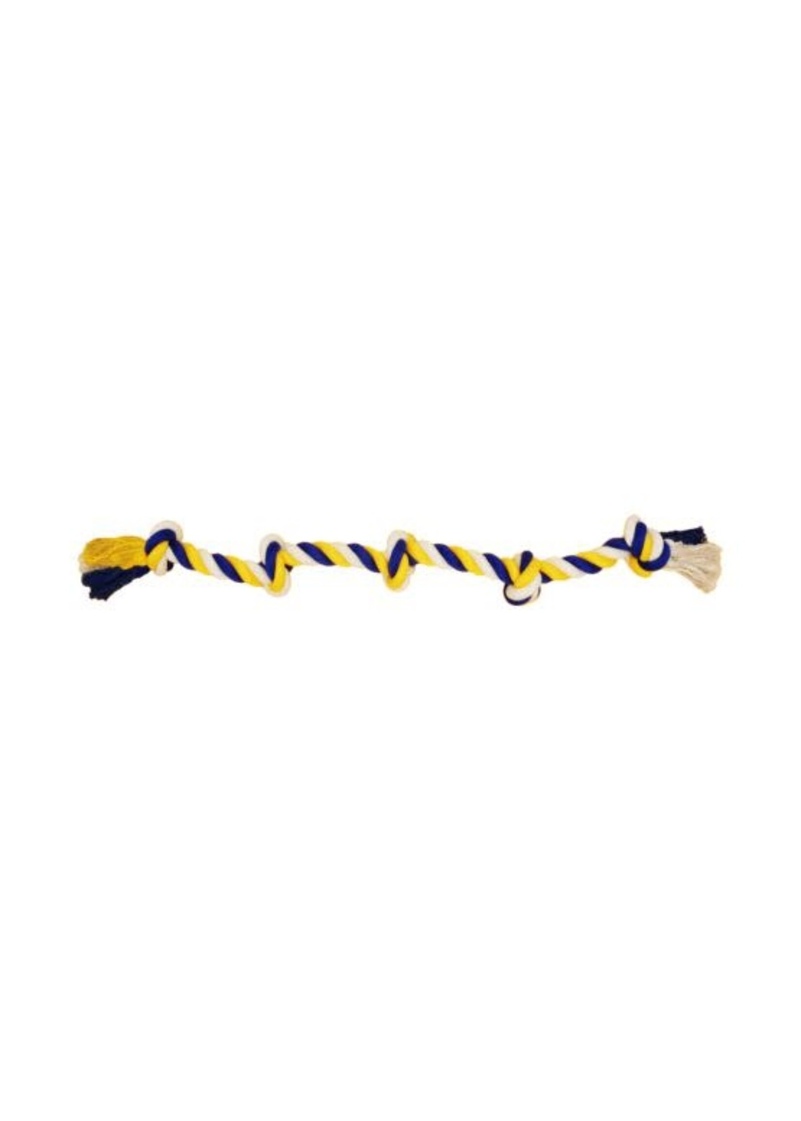 BUD'Z BUD'Z JOUET POUR CHIEN CORDE 5 NOEUDS BLEU ET JAUNE 90 CM