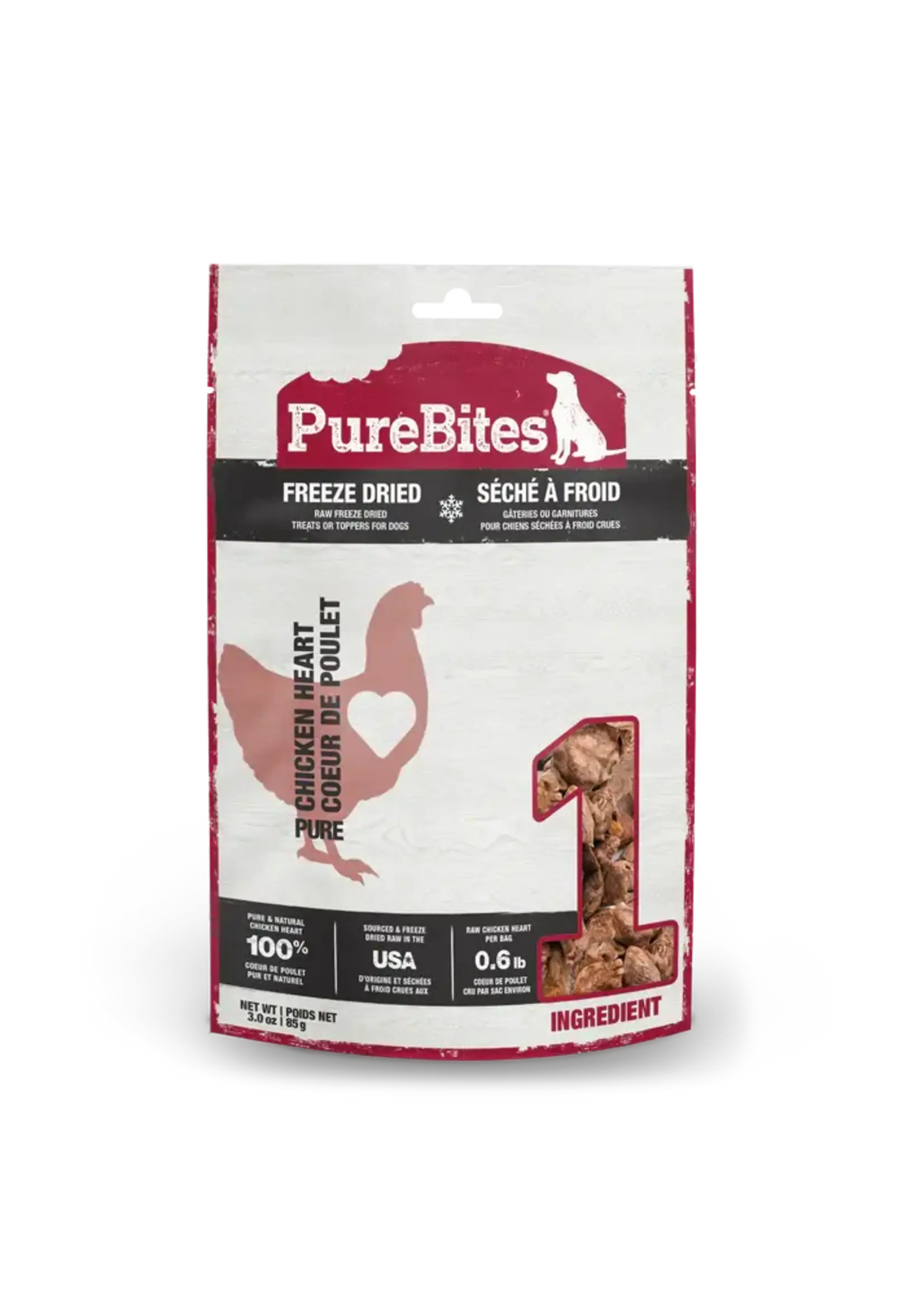 PUREBITES PUREBITES GATERIE POUR CHIEN COEUR DE POULET 85G