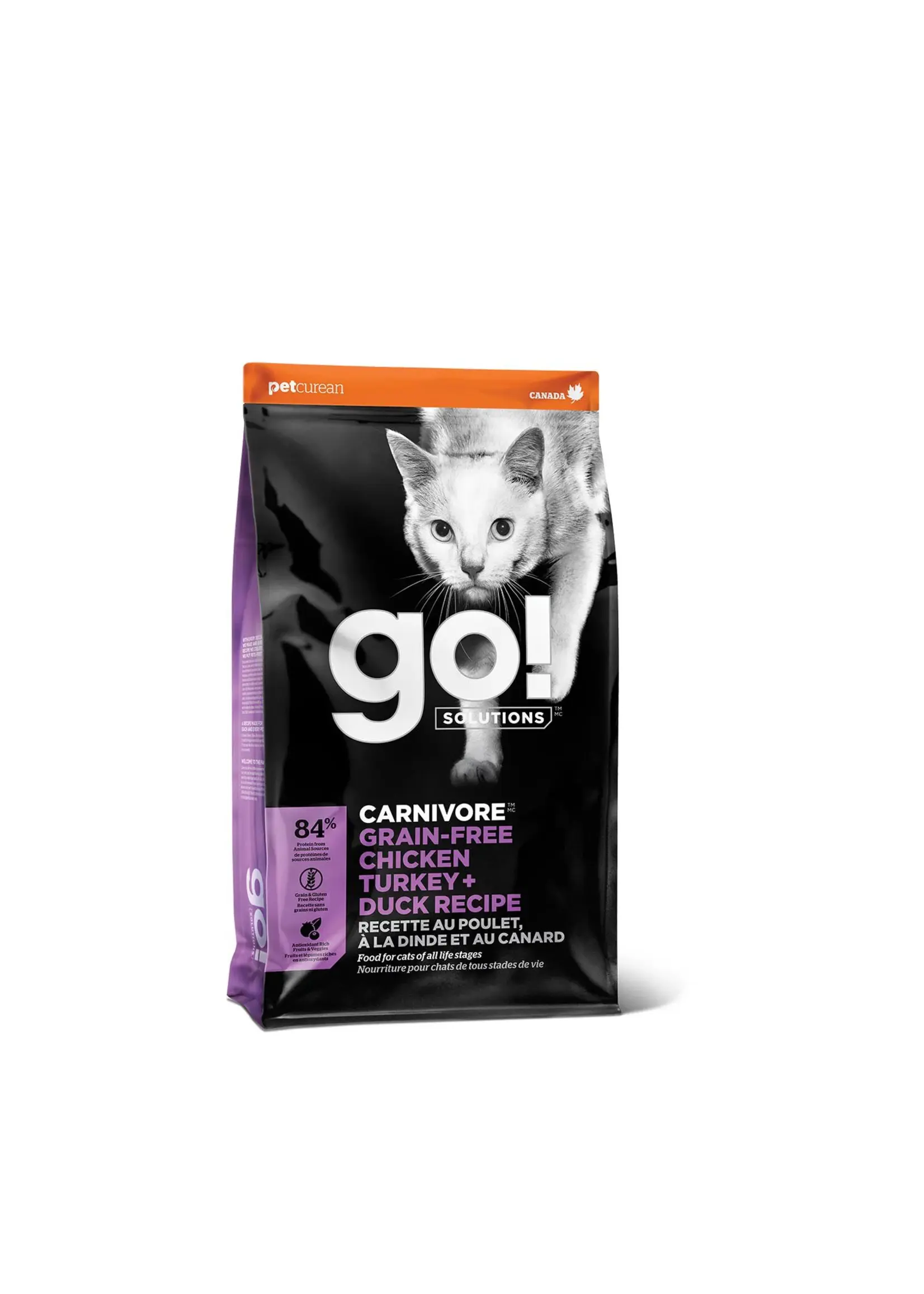 GO! SOLUTIONS GO! SOLUTION CARNIVORE CHAT POULET-CANARD-DINDE SANS GRAINS