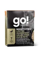 GO! SOLUTIONS GO TETRA PAK CHIEN SENSITIVE  PATE CANARD SANS GRAINS 12.5 OZ