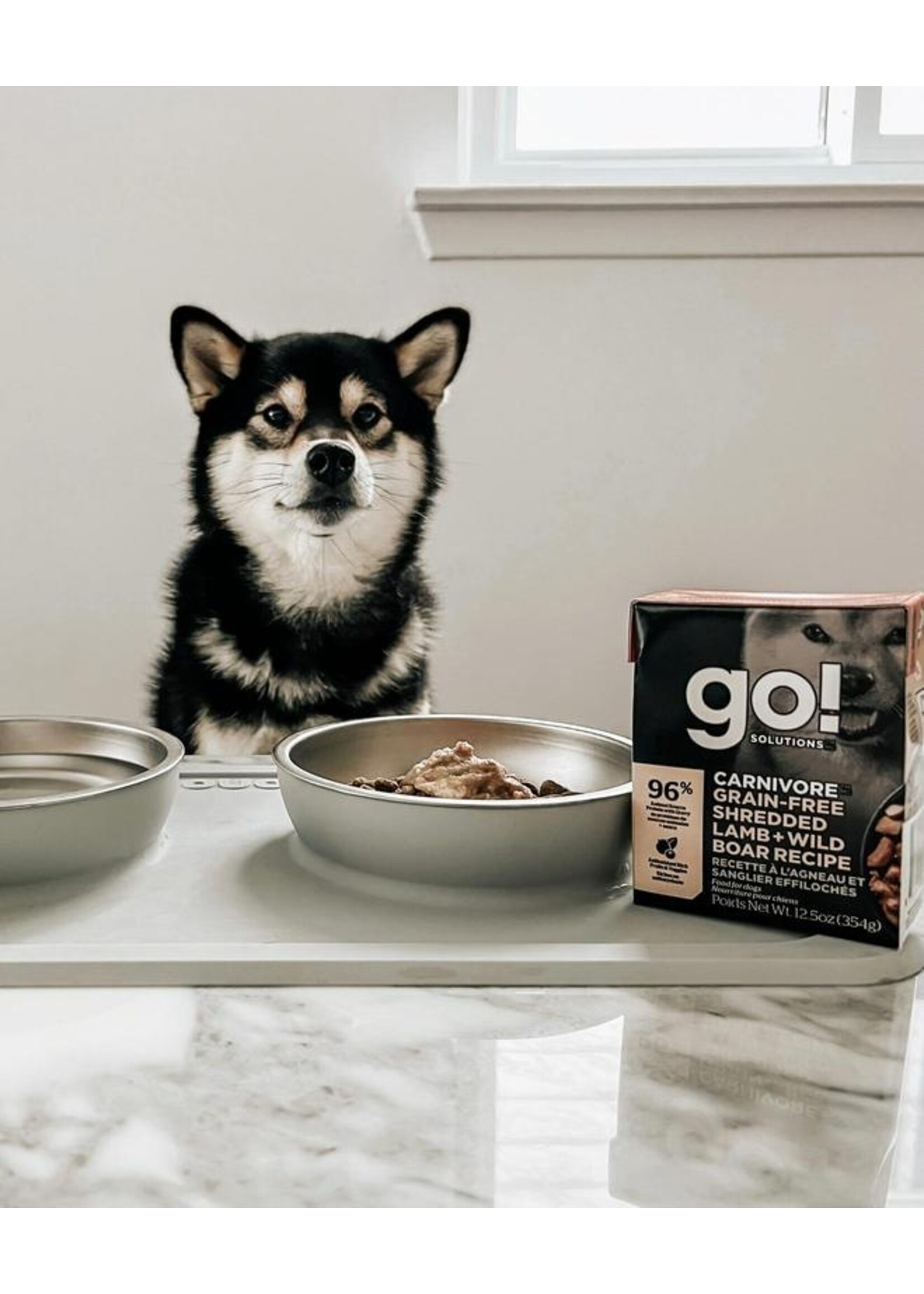 GO! SOLUTIONS GO TETRA PAK CHIEN CARNIVORE AGNEAU ET SANGLIER SANS GRAINS 12.5 OZ