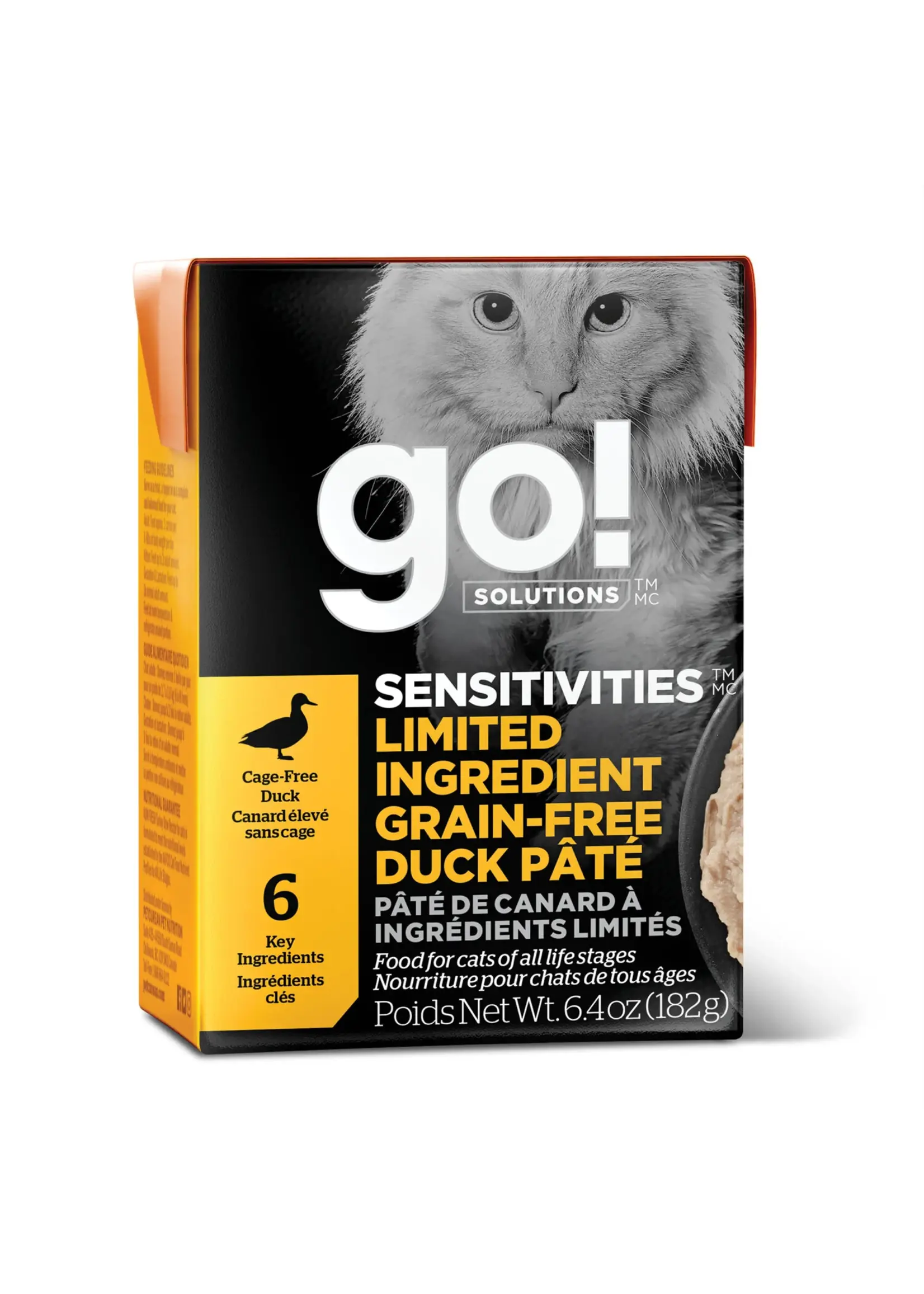 GO! SOLUTIONS GO TETRA PAK CHAT SENSITIVE AU CANARD SANS GRAINS 6.4 OZ