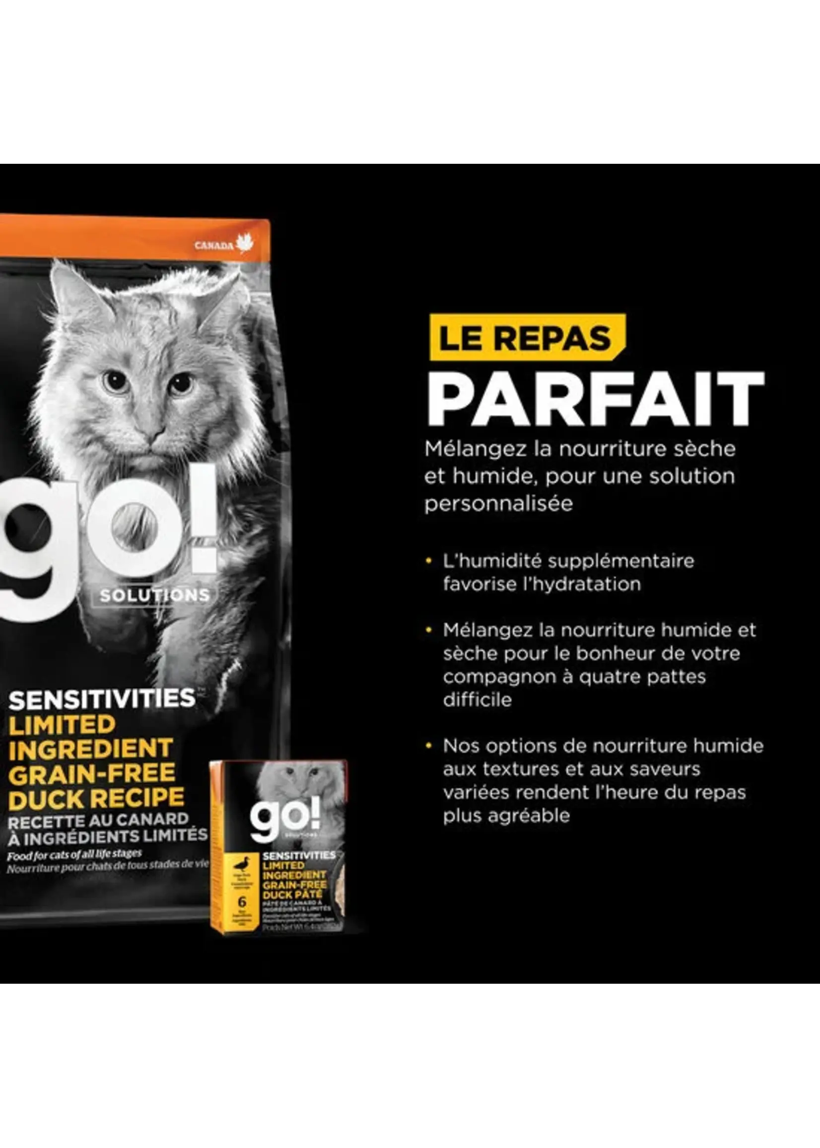GO! SOLUTIONS GO TETRA PAK CHAT SENSITIVE AU CANARD SANS GRAINS 6.4 OZ