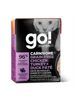 GO! SOLUTIONS GO TETRA PAK CHAT CARNIVORE POULET/DINDE/CANARD SANS GRAINS 6.4 OZ