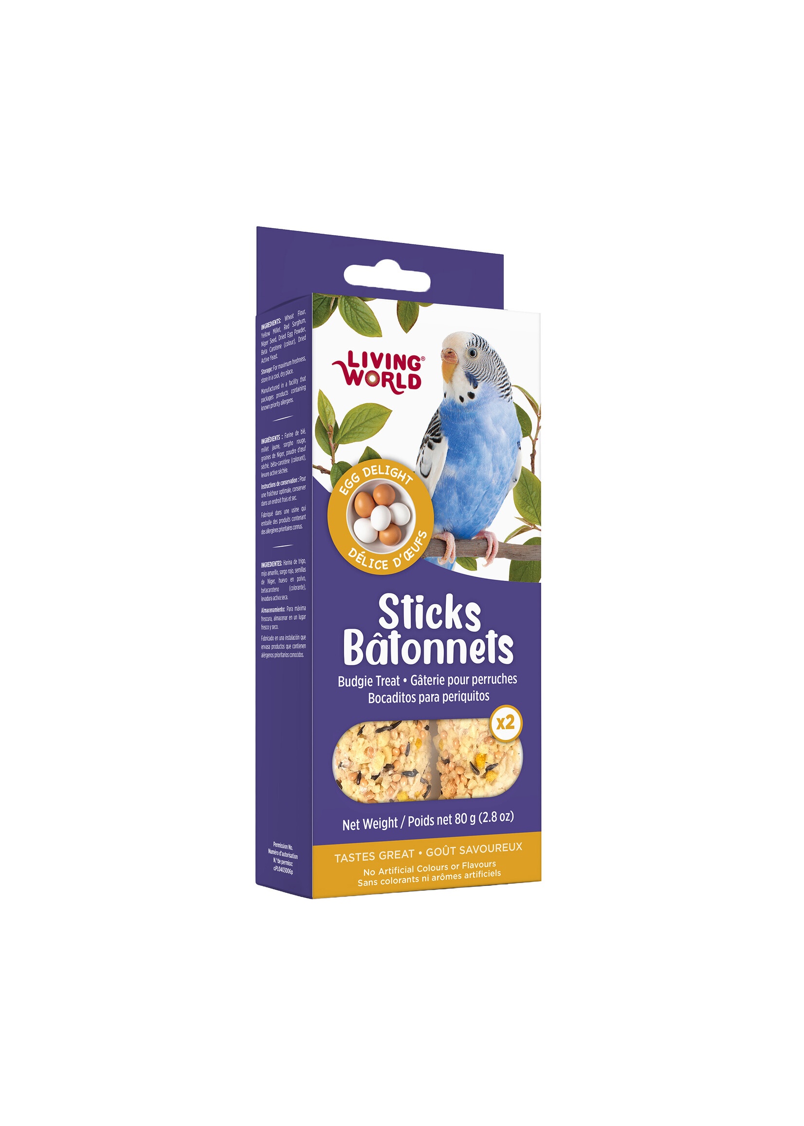 LIVING WORLD LIVING WORLD GÂTERIES POUR PERRUCHE BÂTONNETS AUX OEUFS PAQUET DE 2
