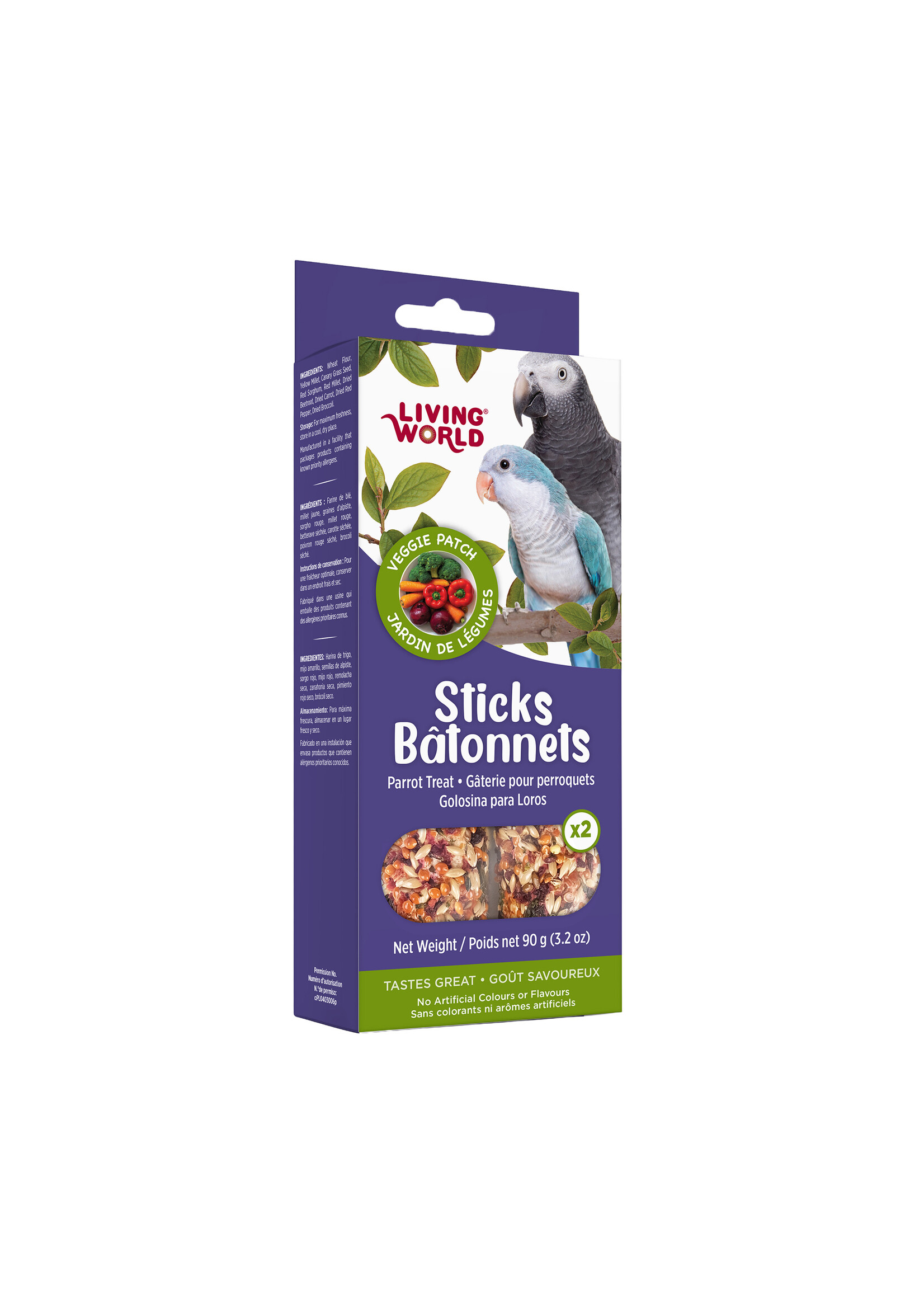 LIVING WORLD LIVING WORLD GÂTERIES POUR PERROQUETS BÂTONNETS AUX LÉGUMES PAQUET DE 2